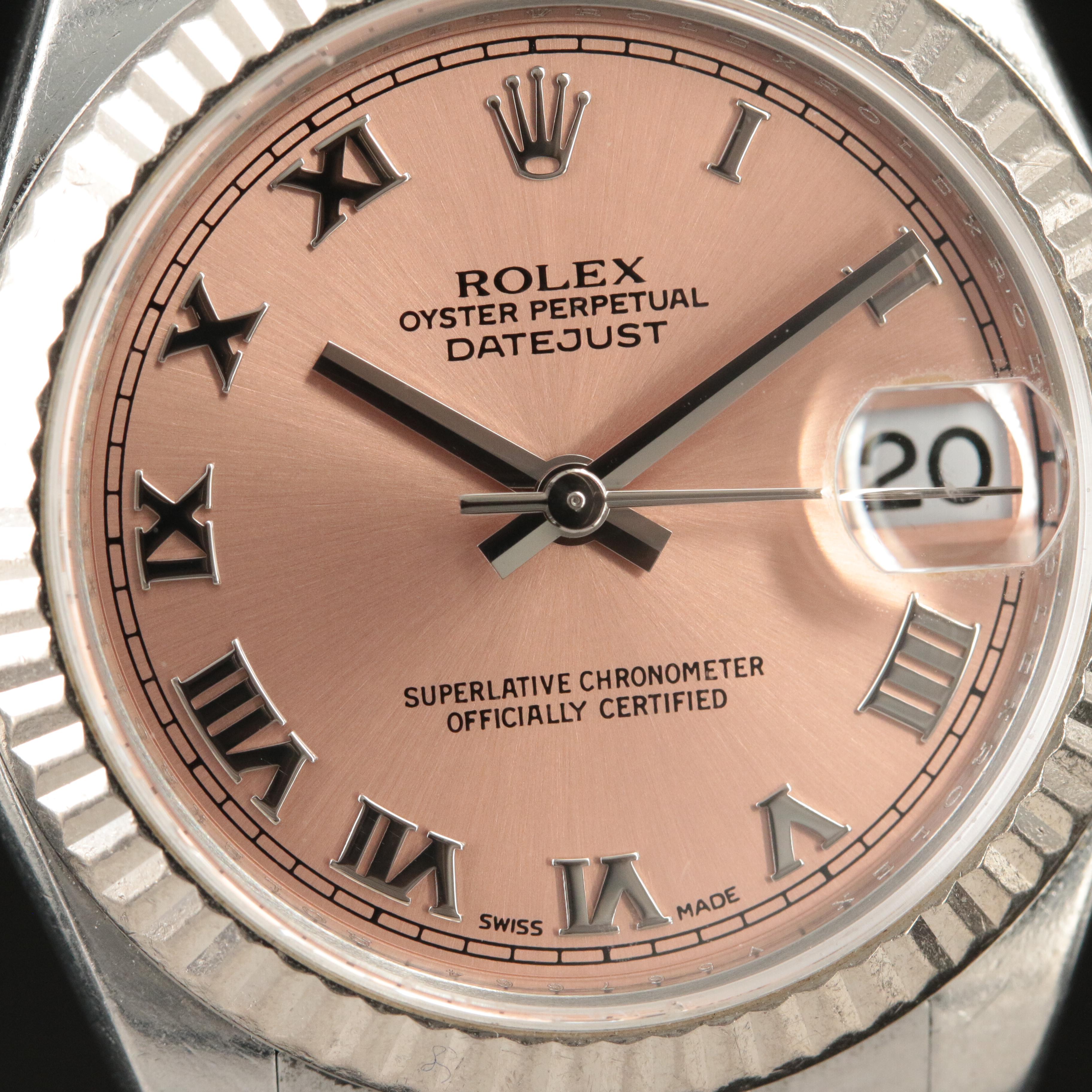 2008 Rolex Salmon Roman Dial Datejust Watch