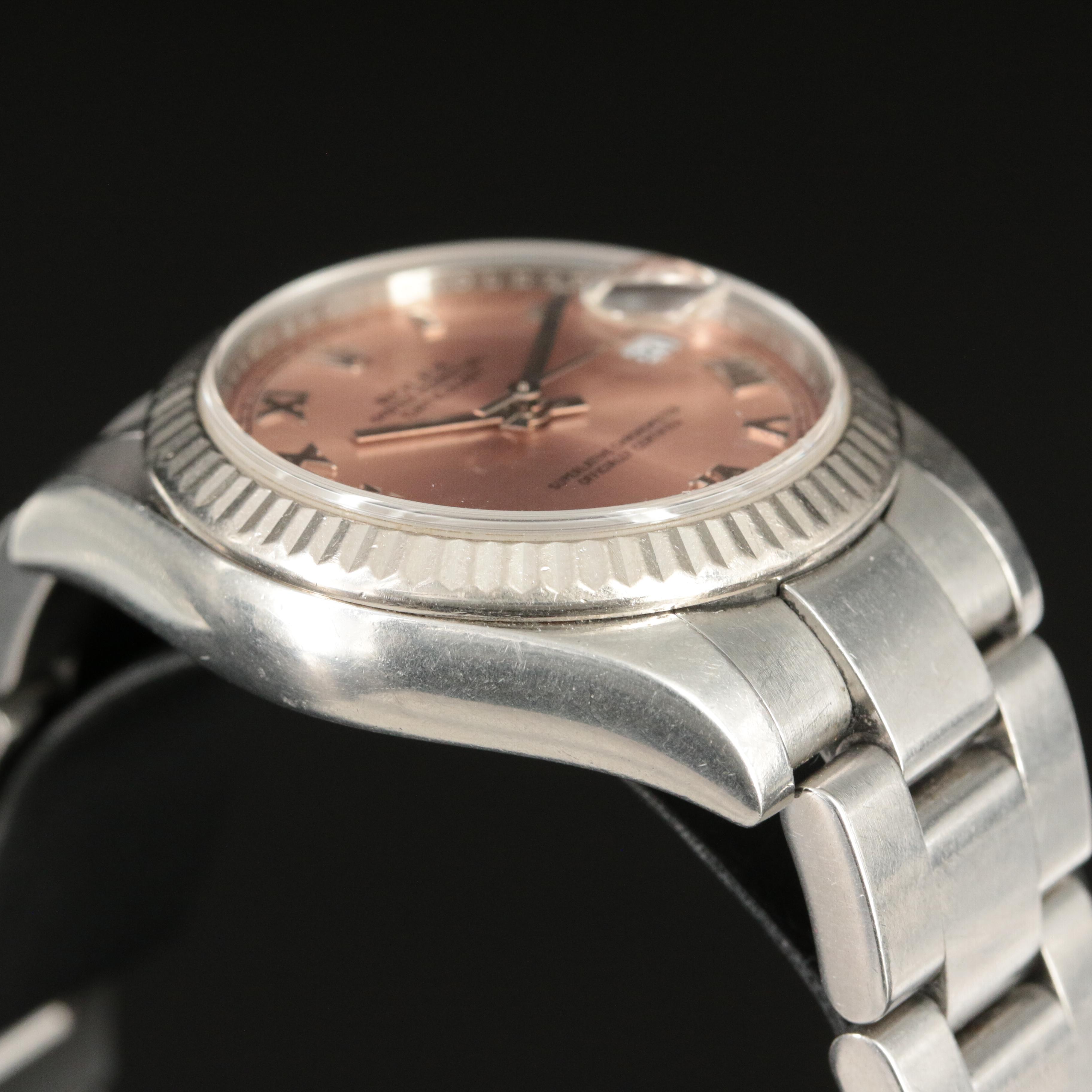 2008 Rolex Salmon Roman Dial Datejust Watch