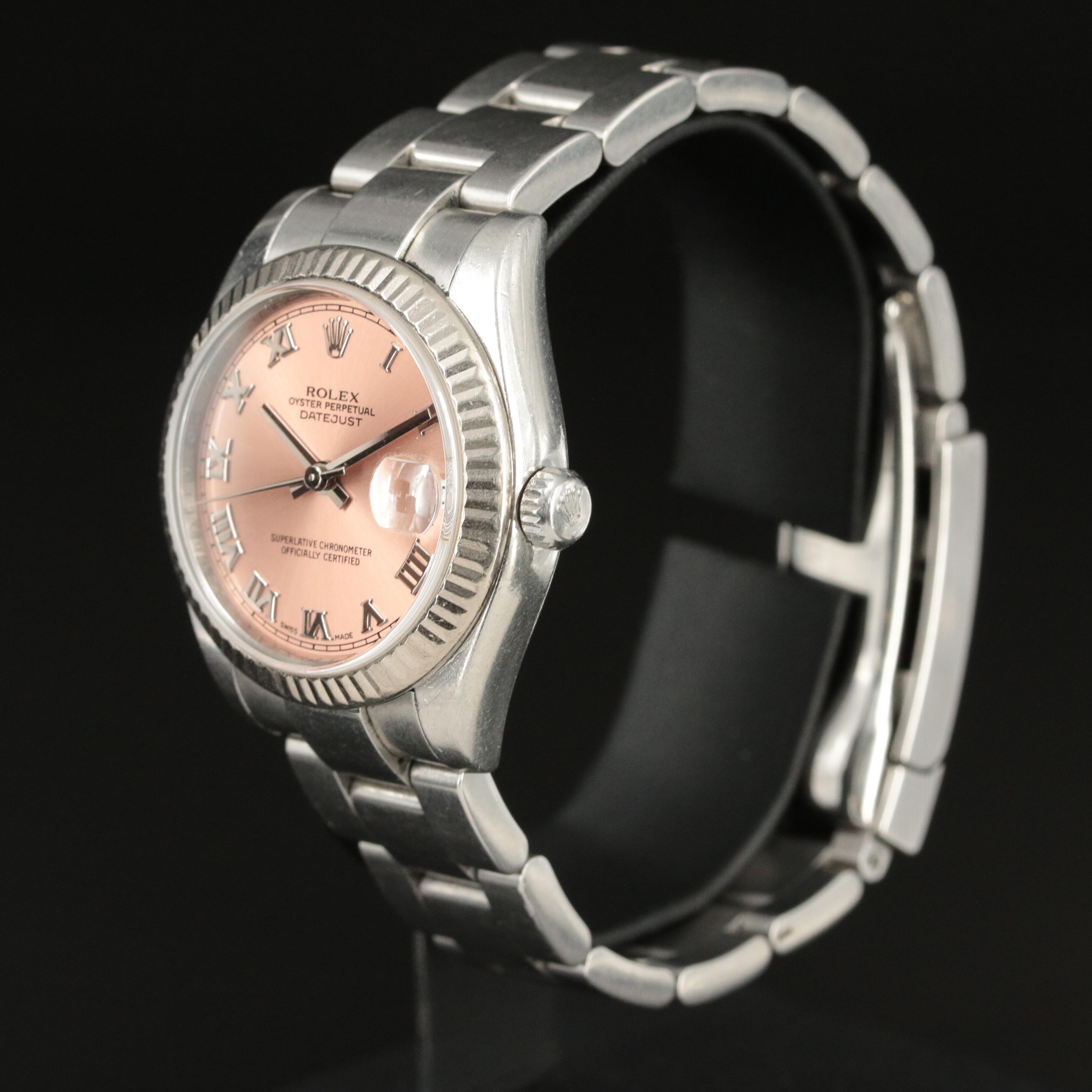 2008 Rolex Salmon Roman Dial Datejust Watch