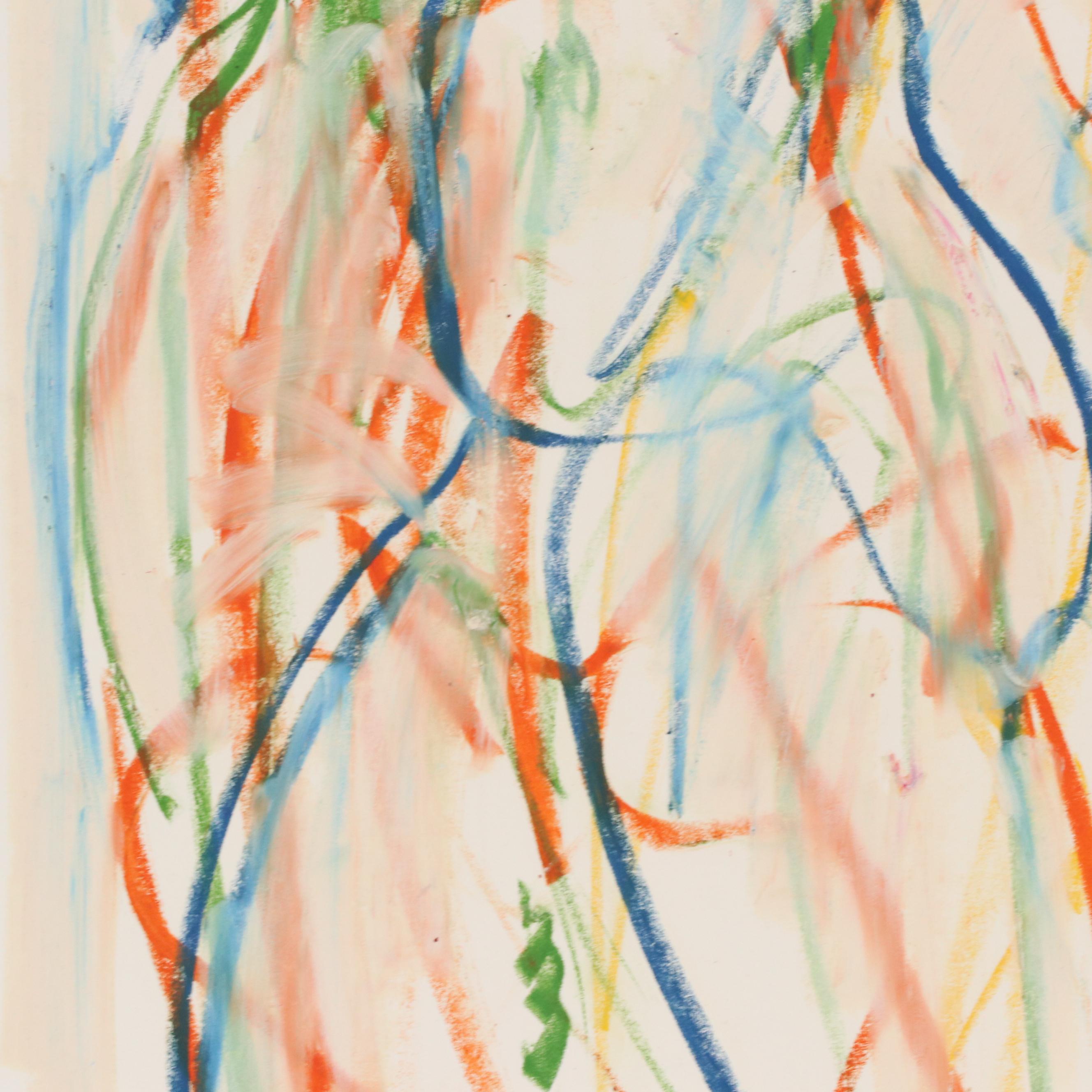 Jack Meanwell Modern Figural Nude Oil Pastel Drawing, 1980