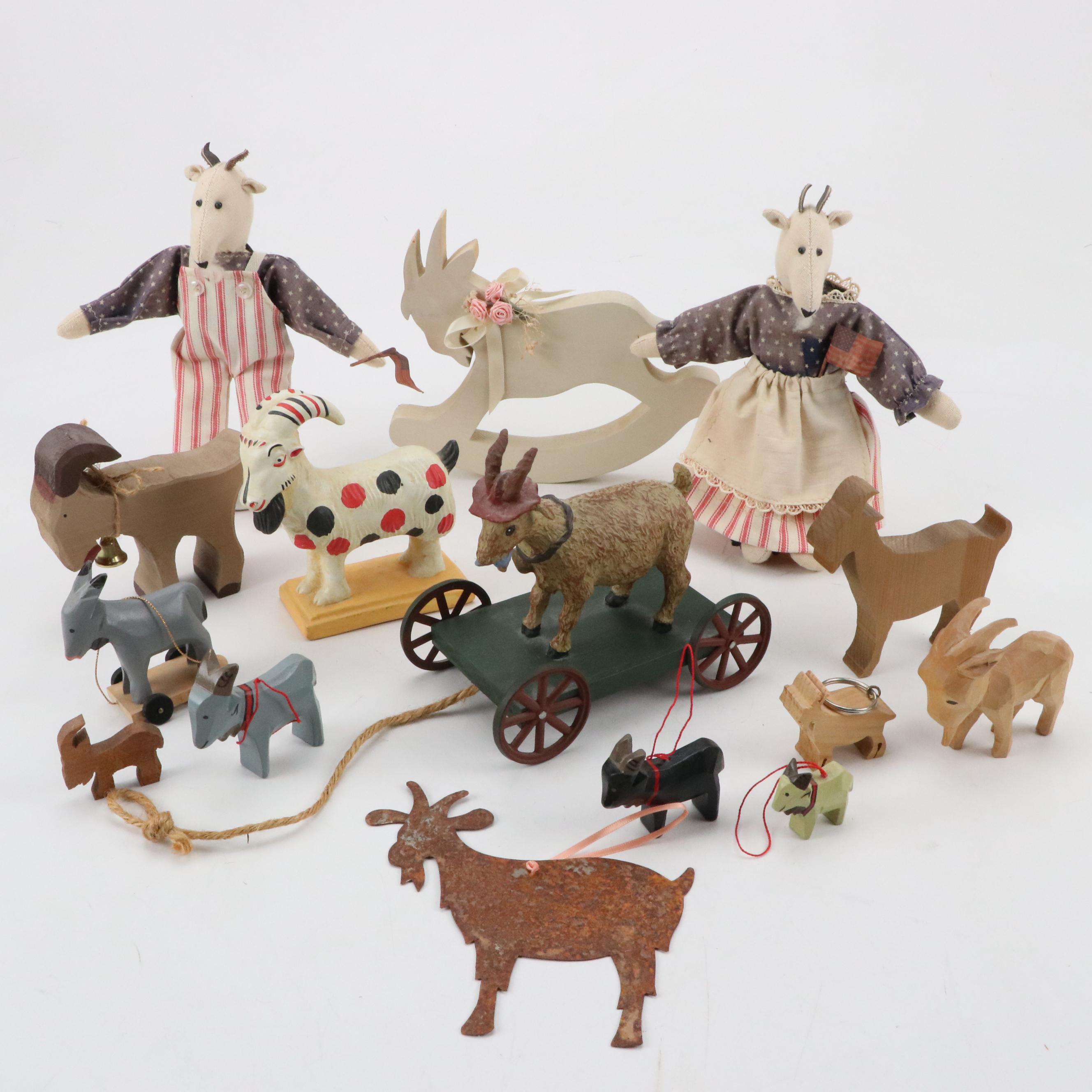 Folk Art Billy Goat Ornaments, Toys and Figurines