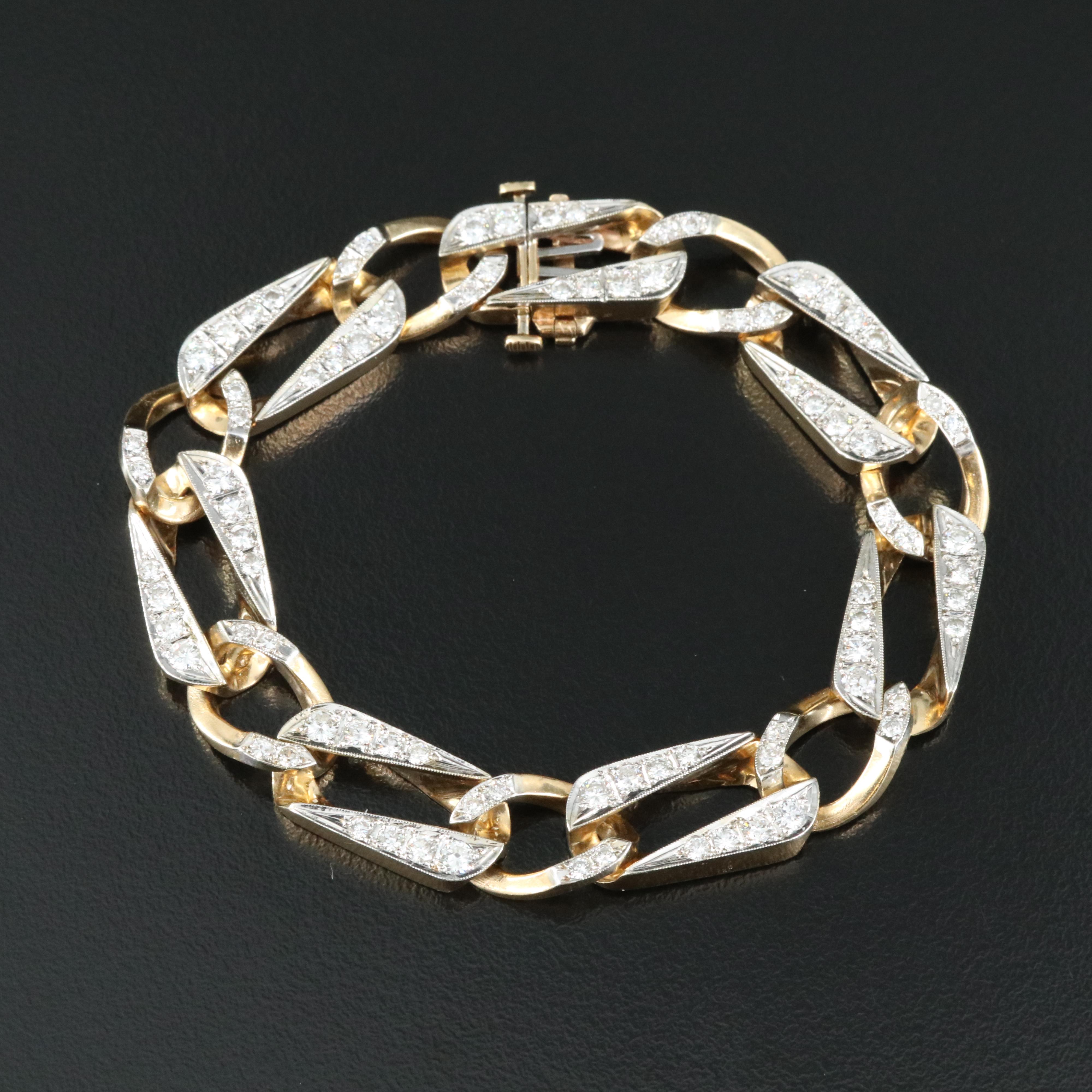14K Enlongated 3.71 CTW Diamond Curb Link Bracelet