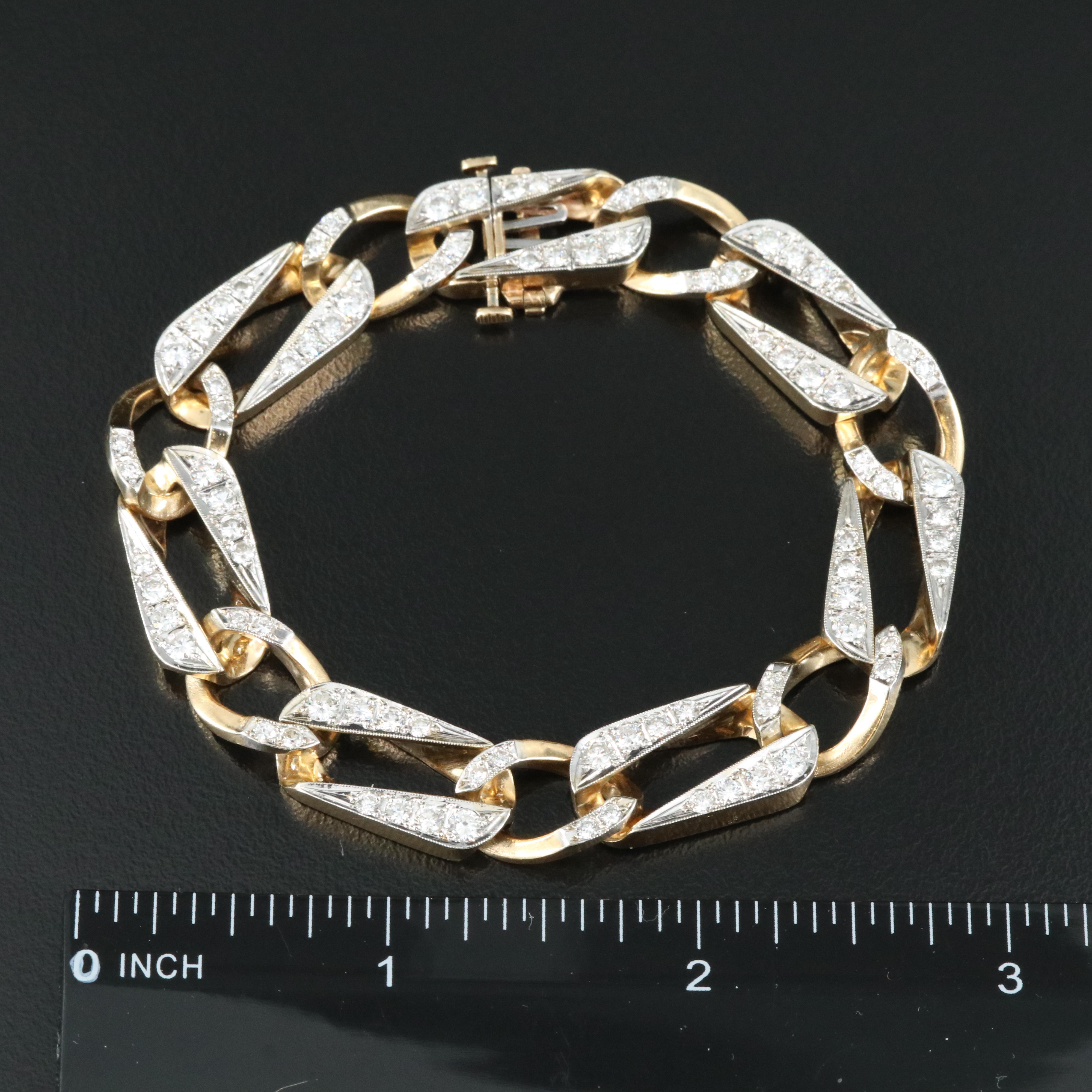 14K Enlongated 3.71 CTW Diamond Curb Link Bracelet