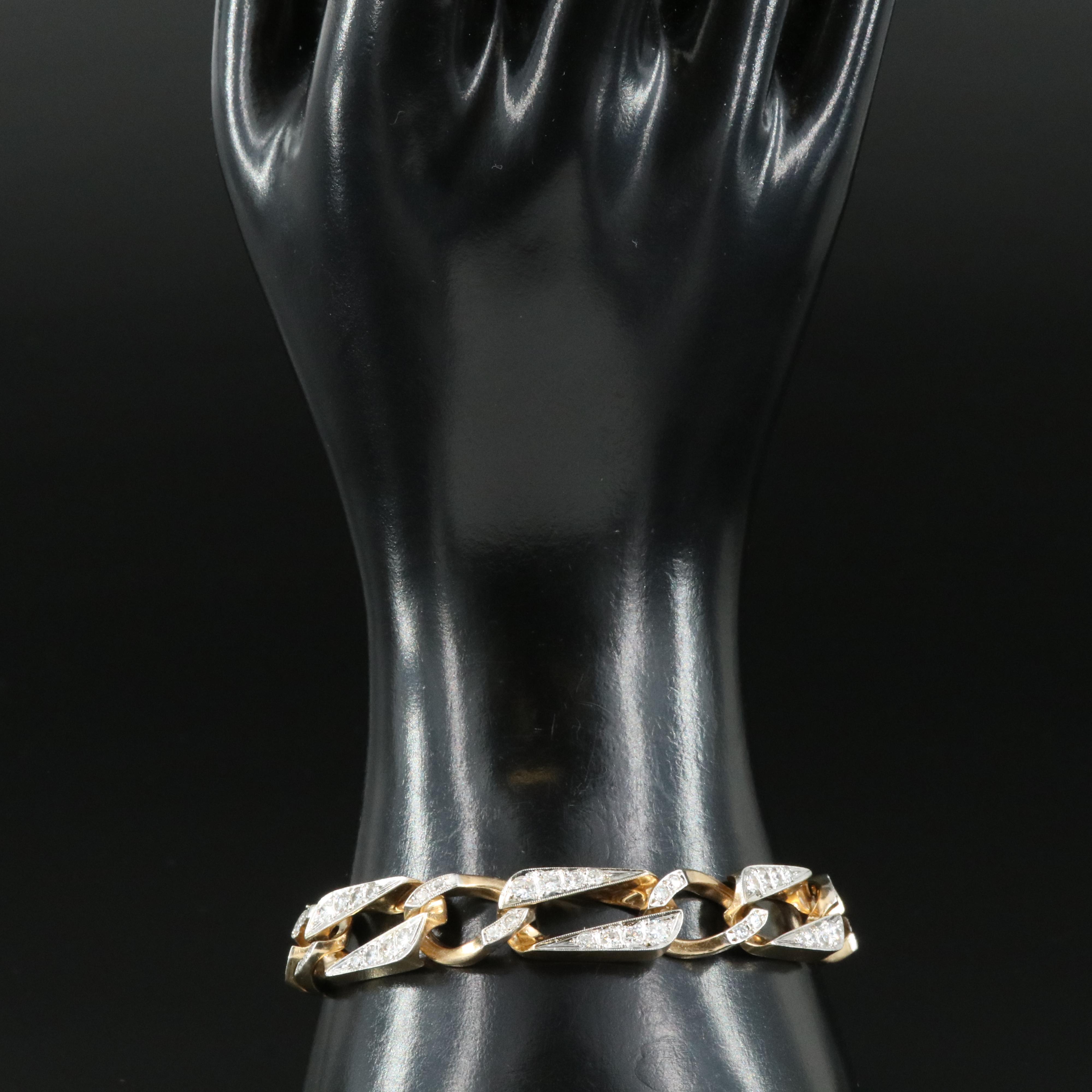 14K Enlongated 3.71 CTW Diamond Curb Link Bracelet