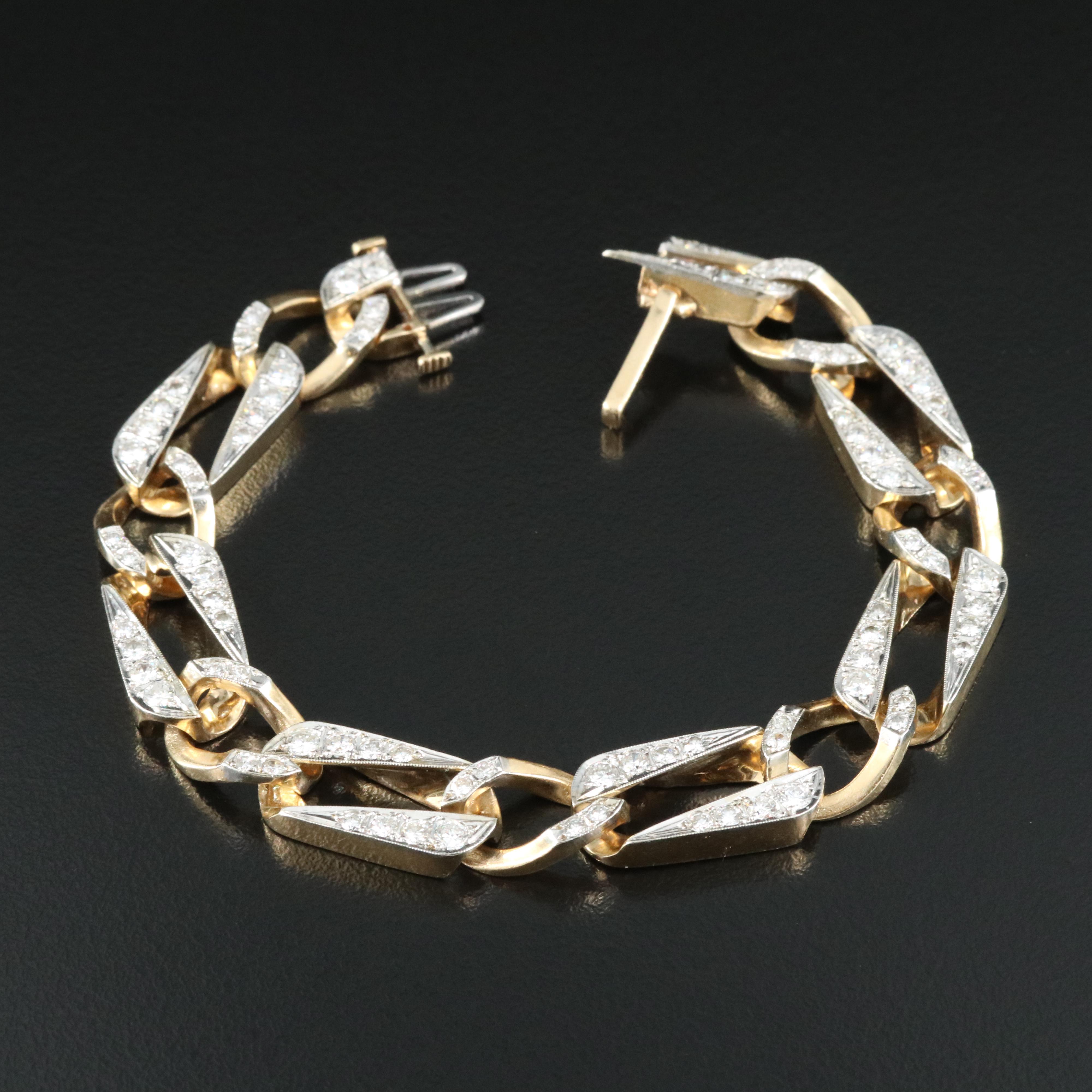 14K Enlongated 3.71 CTW Diamond Curb Link Bracelet