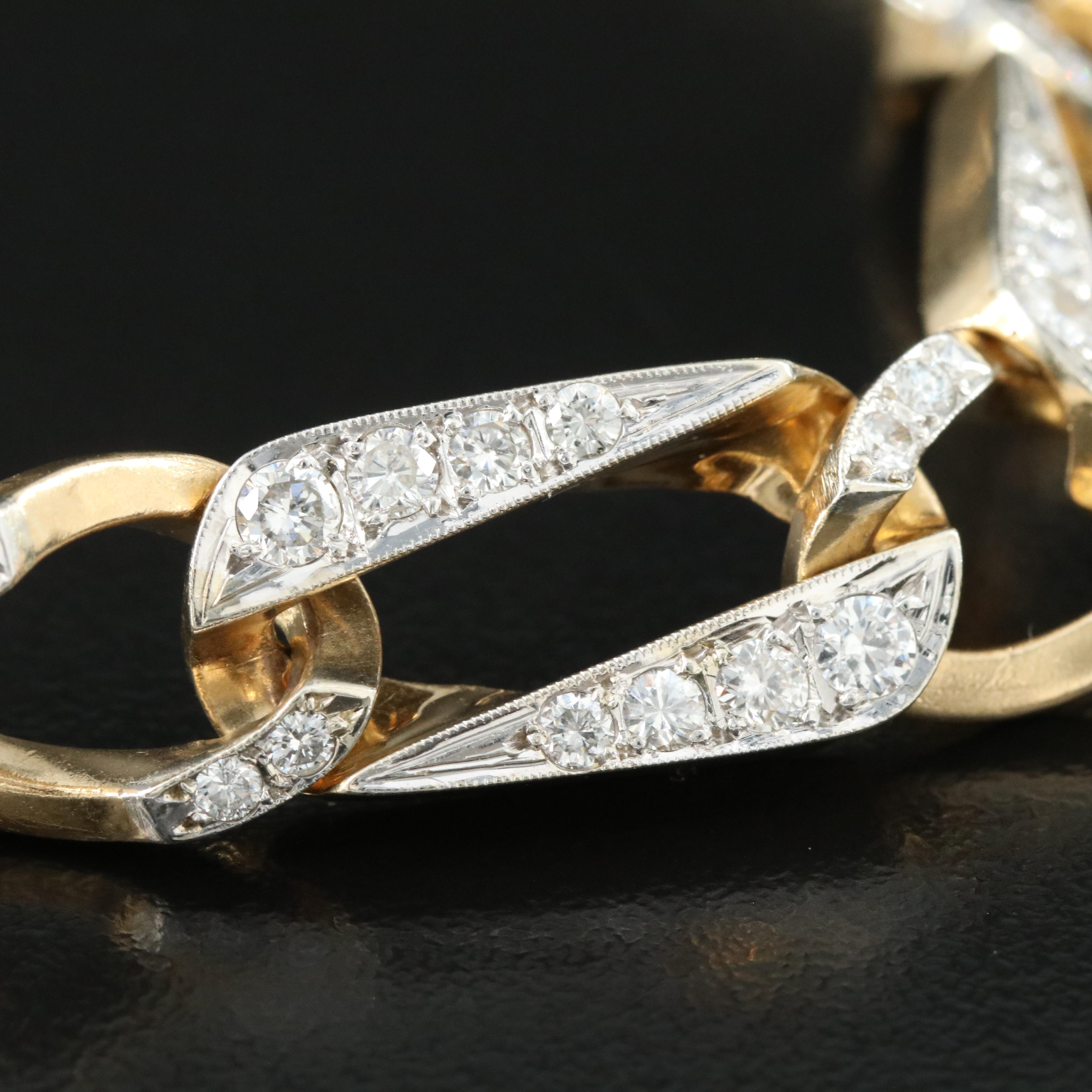 14K Enlongated 3.71 CTW Diamond Curb Link Bracelet