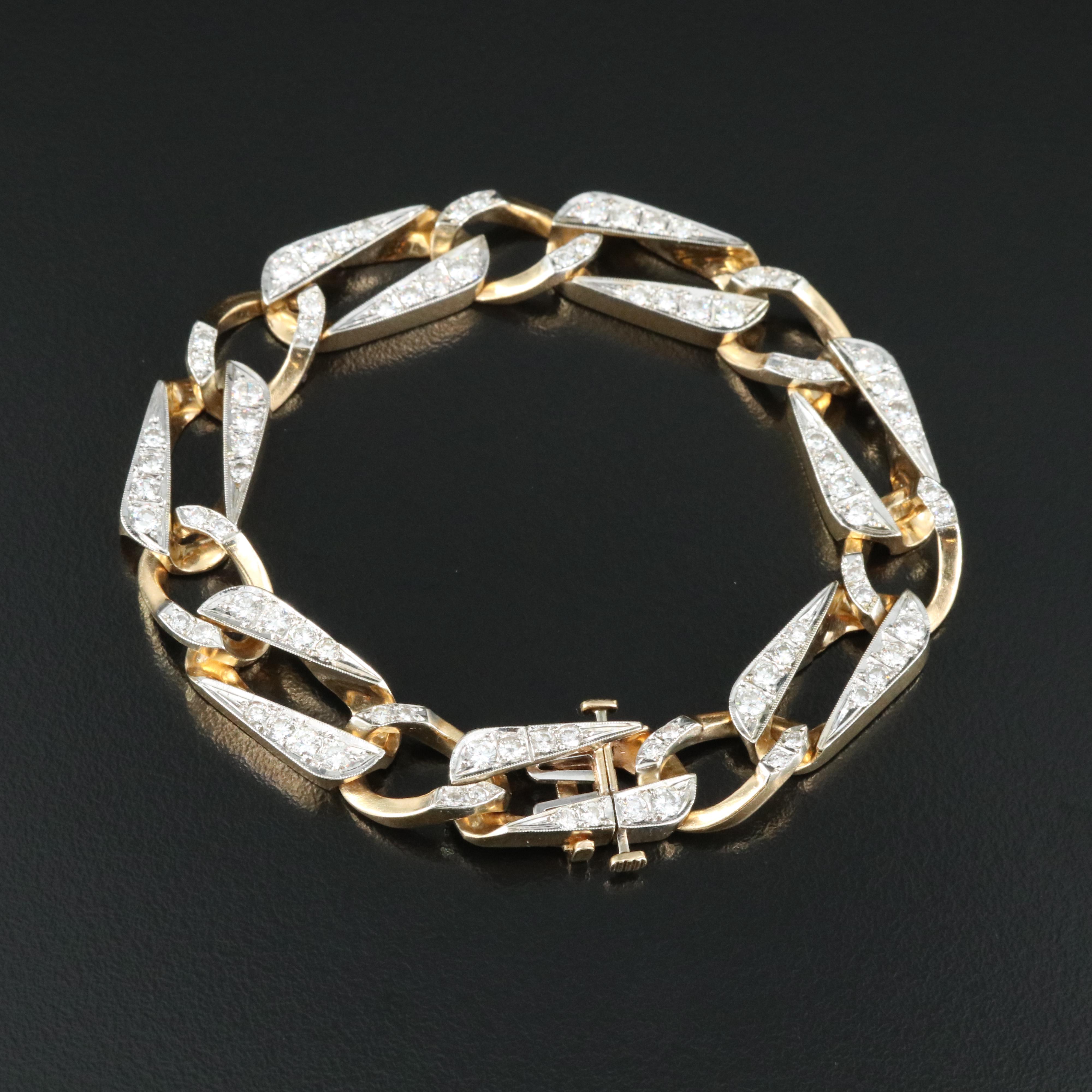 14K Enlongated 3.71 CTW Diamond Curb Link Bracelet