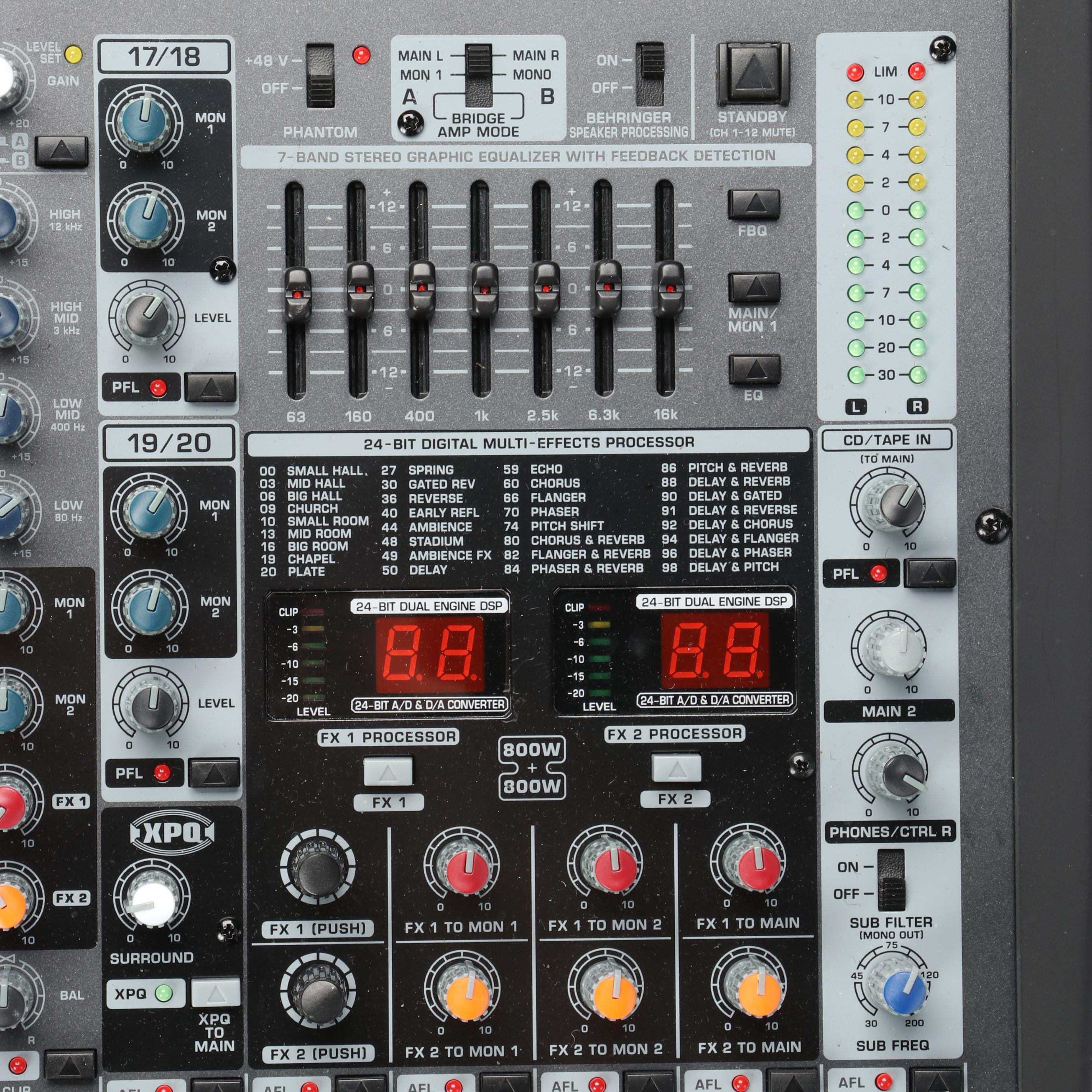 Behringer Europower PMP6000 20 Channel 1600 Watt Mixer With Padded Carry Case