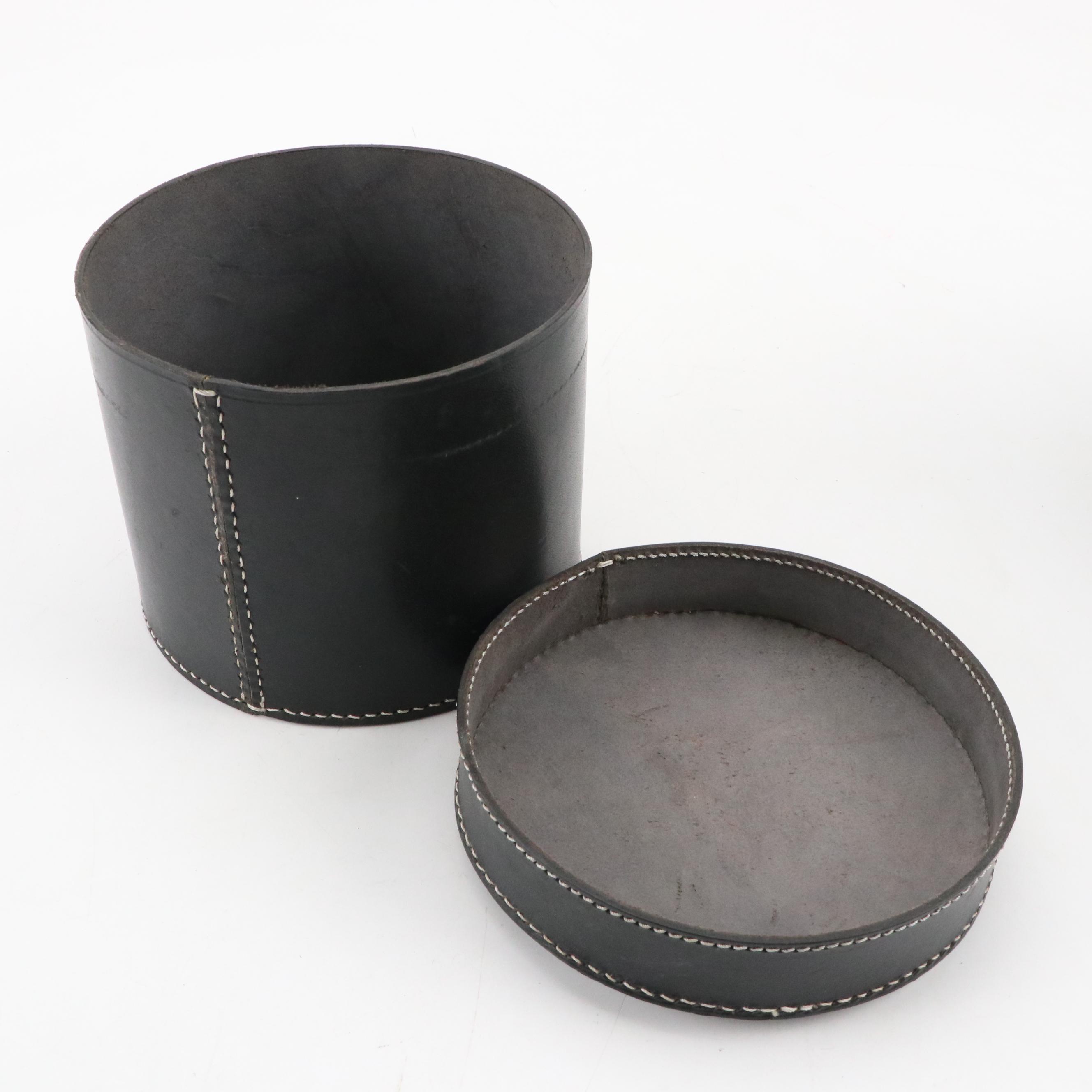 Top Stitched Bonded Leather Nesting Storage Boxes