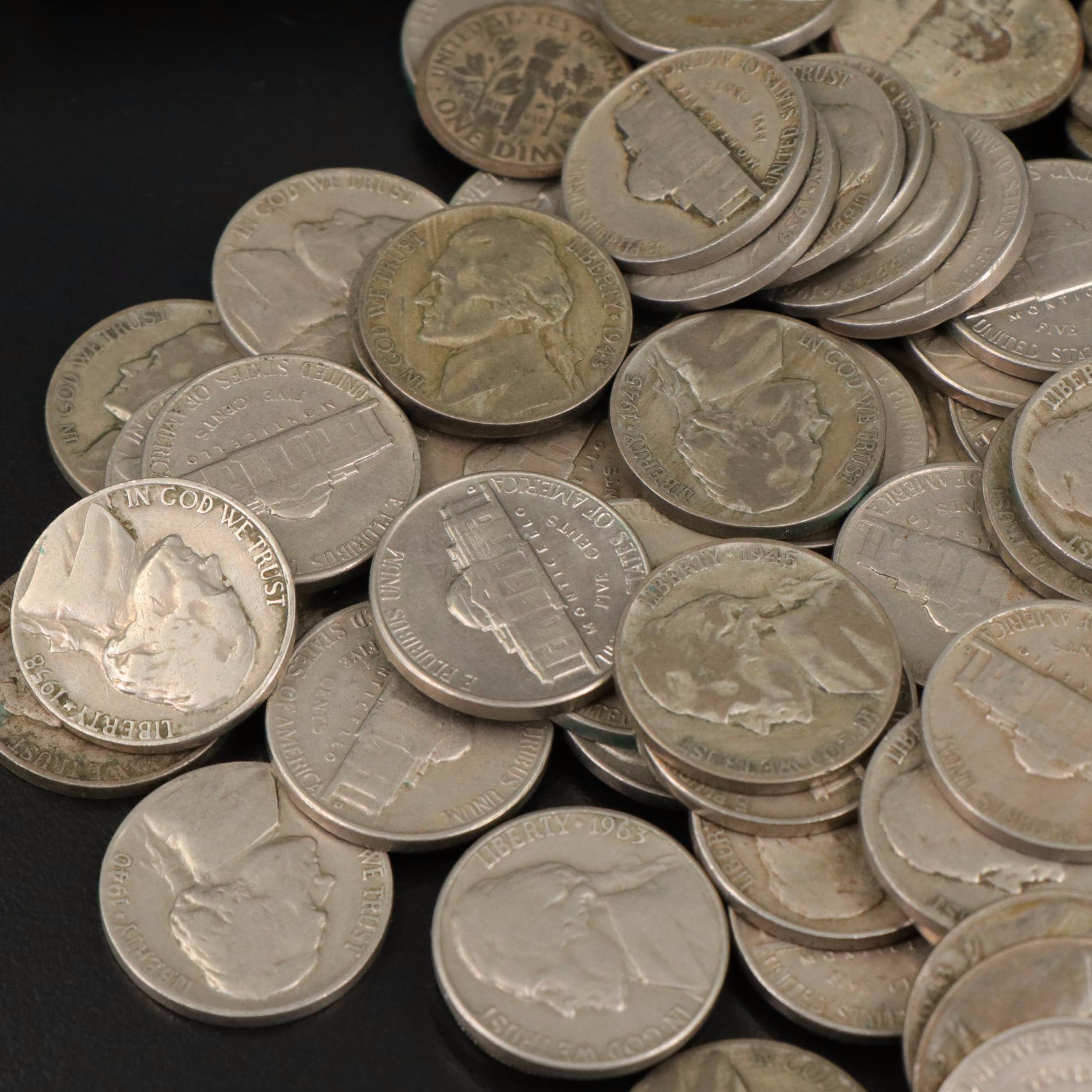 Three Jefferson Nickel Folders With Coins and 200 Additional Jefferson Nickels