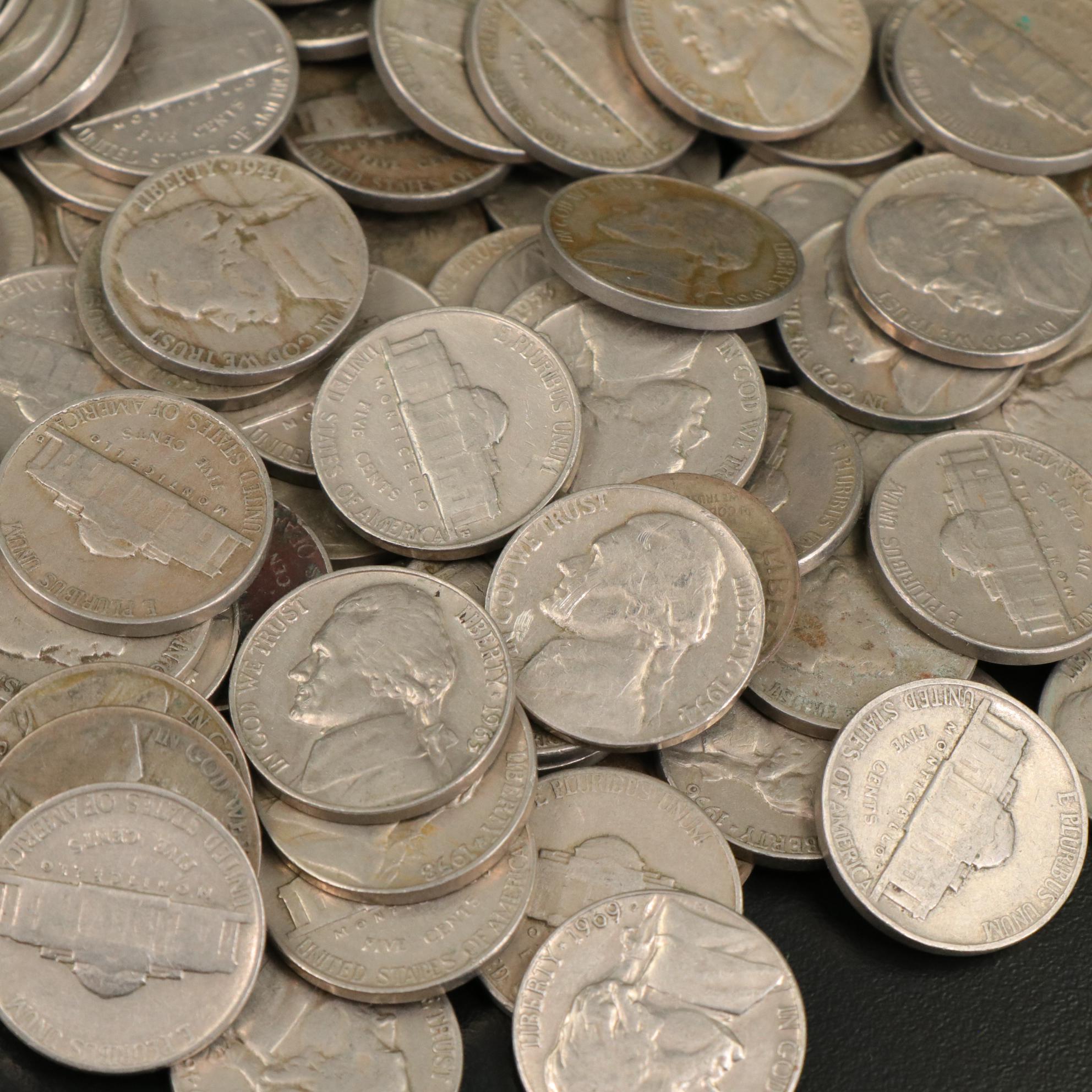 Three Jefferson Nickel Folders With Coins and 200 Additional Jefferson Nickels