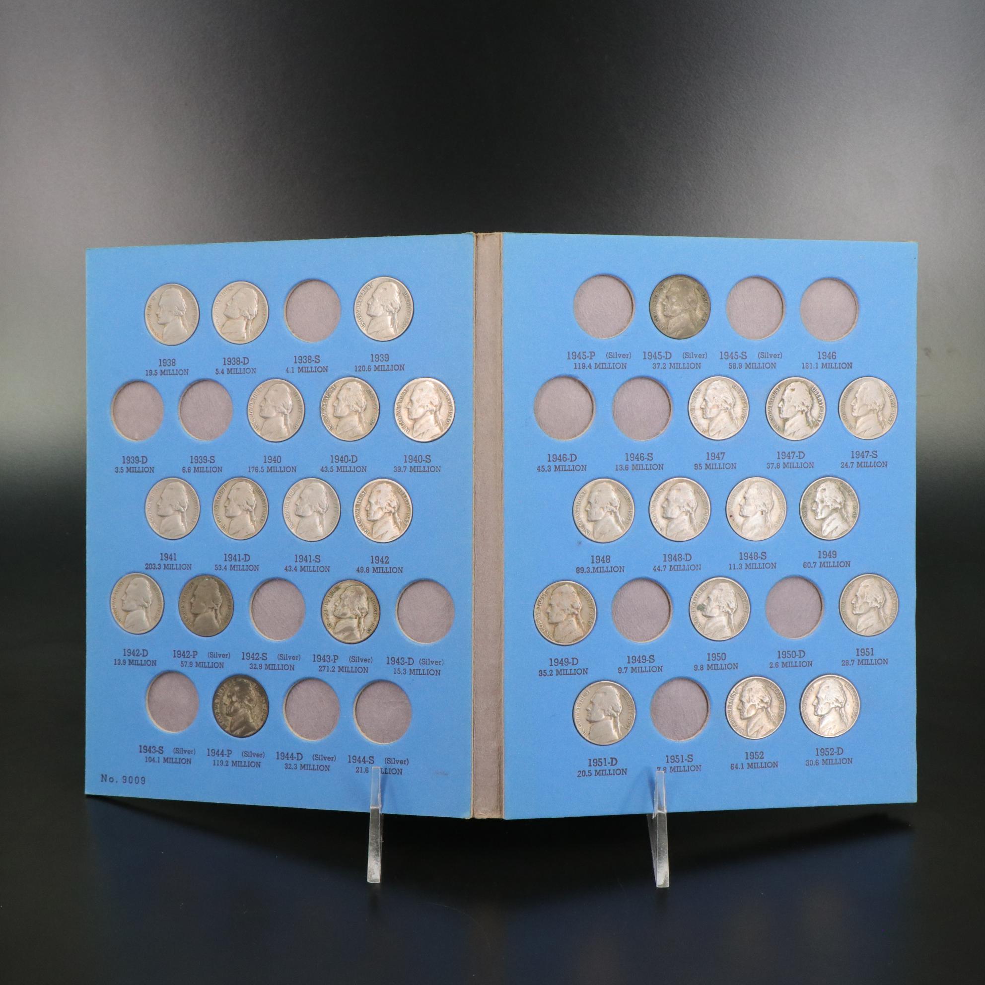 Three Jefferson Nickel Folders With Coins and 200 Additional Jefferson Nickels