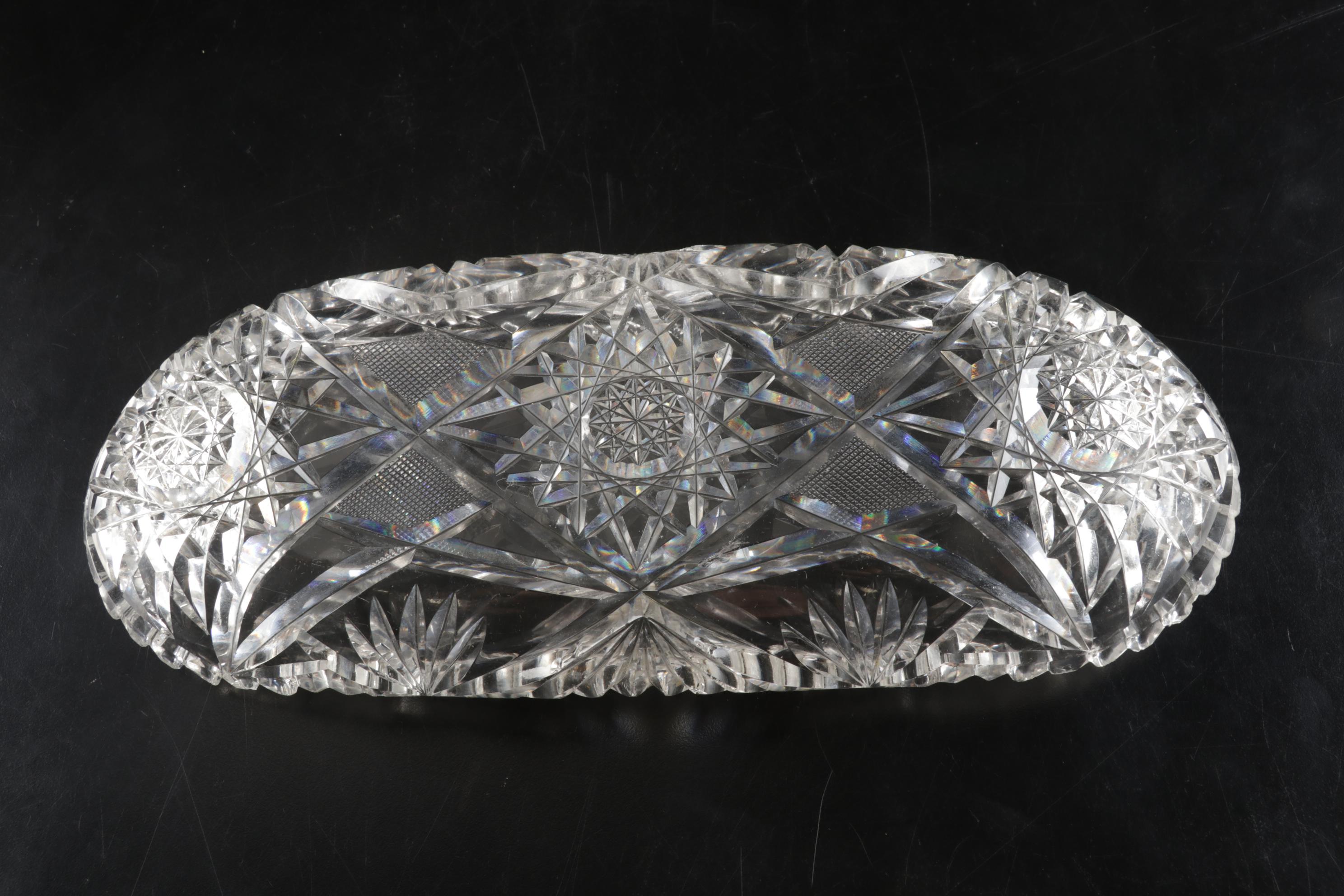 Sterling Silver Utensils Including Salt Ladle With ABP, Nucut and Cut Glass