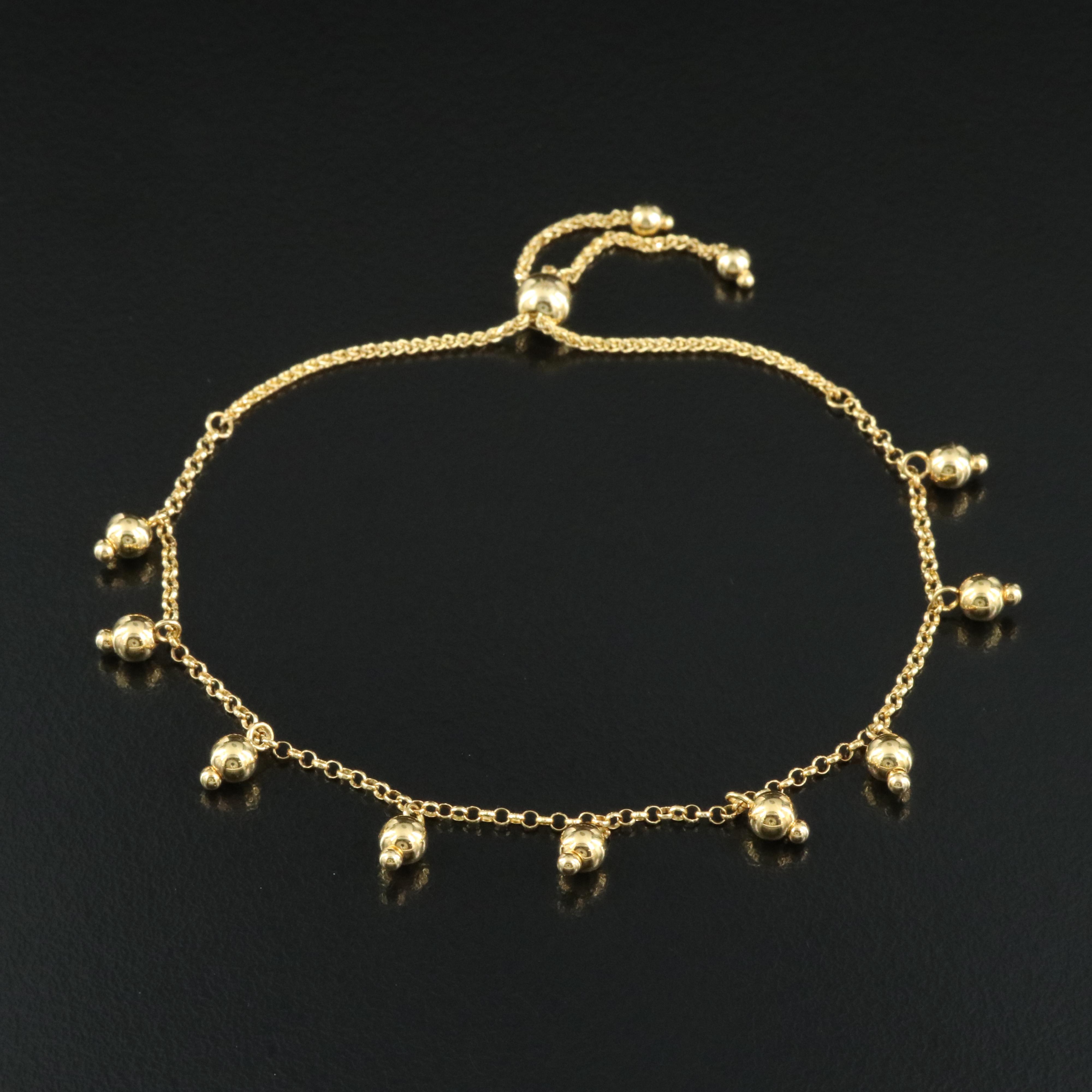 14K Bead Bolo Bracelet