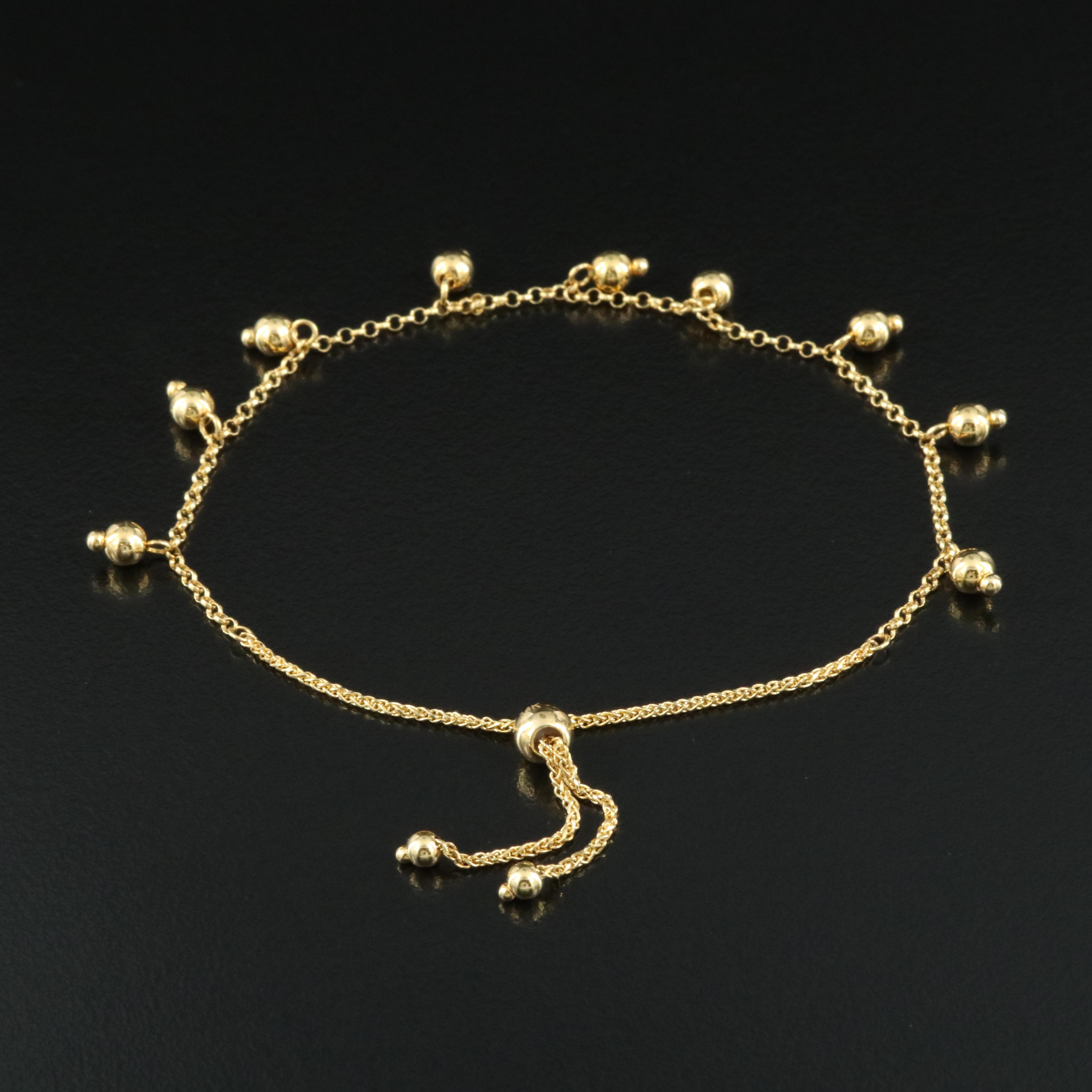 14K Bead Bolo Bracelet