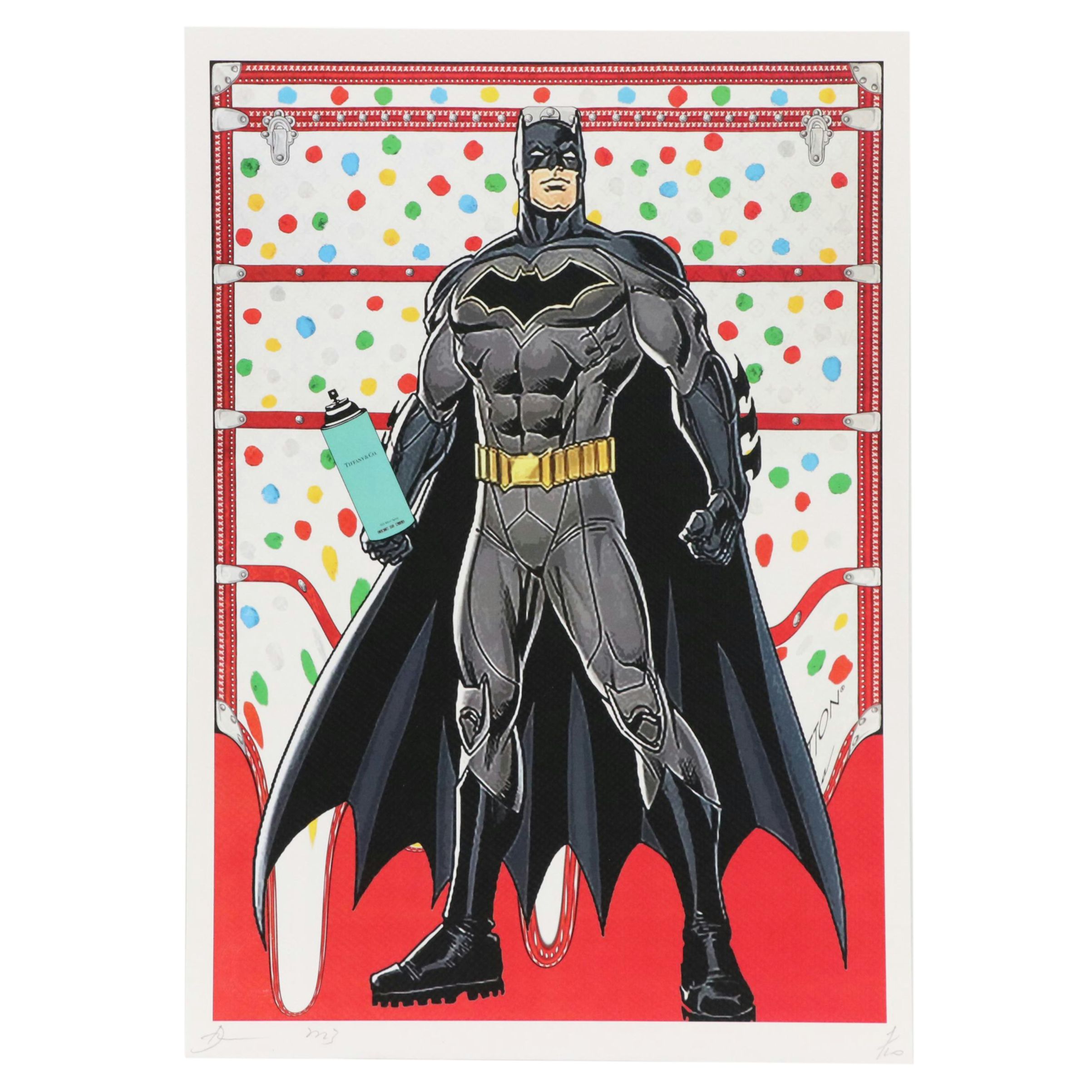 Death NYC Pop Art Graphic Print of Batman x Damien Hirst x Louis Vuitton, 2023
