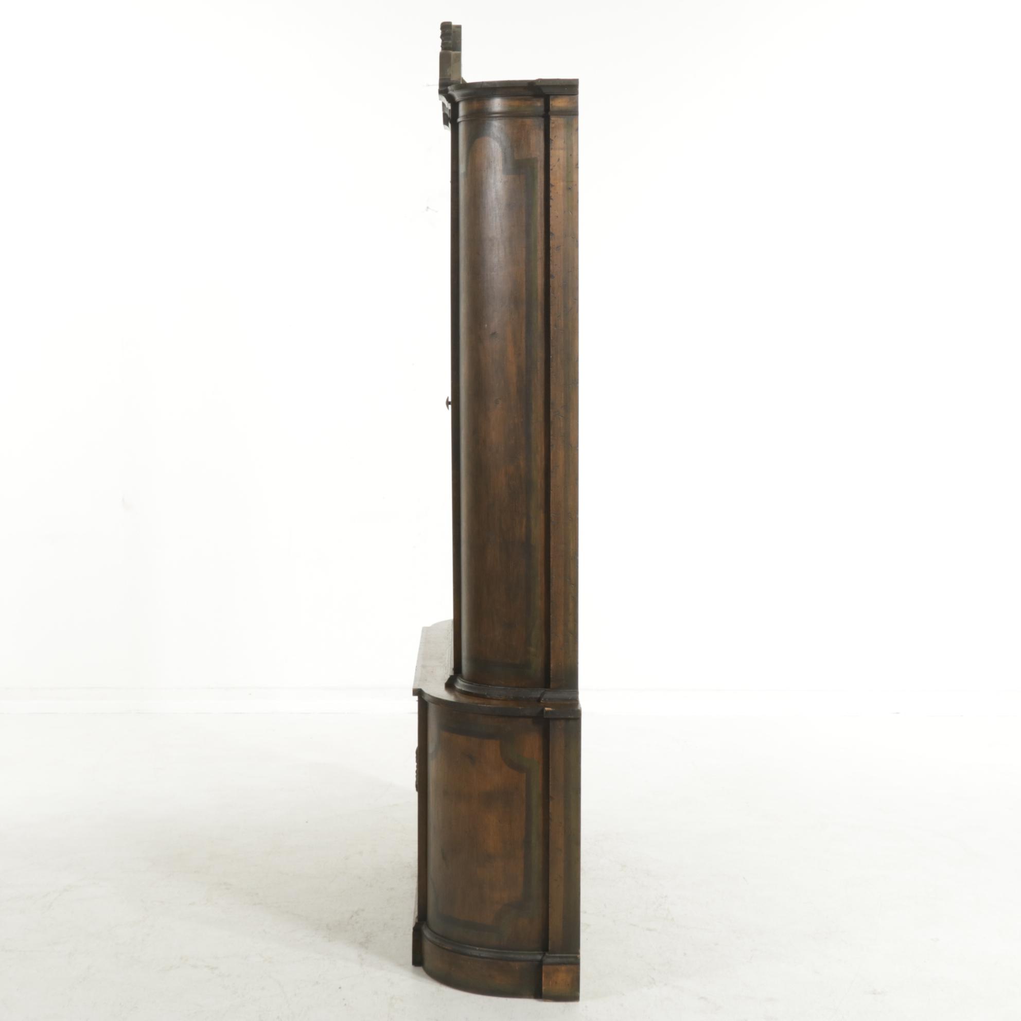 Continental Baroque Style Carved and Paint-Decorated Two-Piece Cupboard