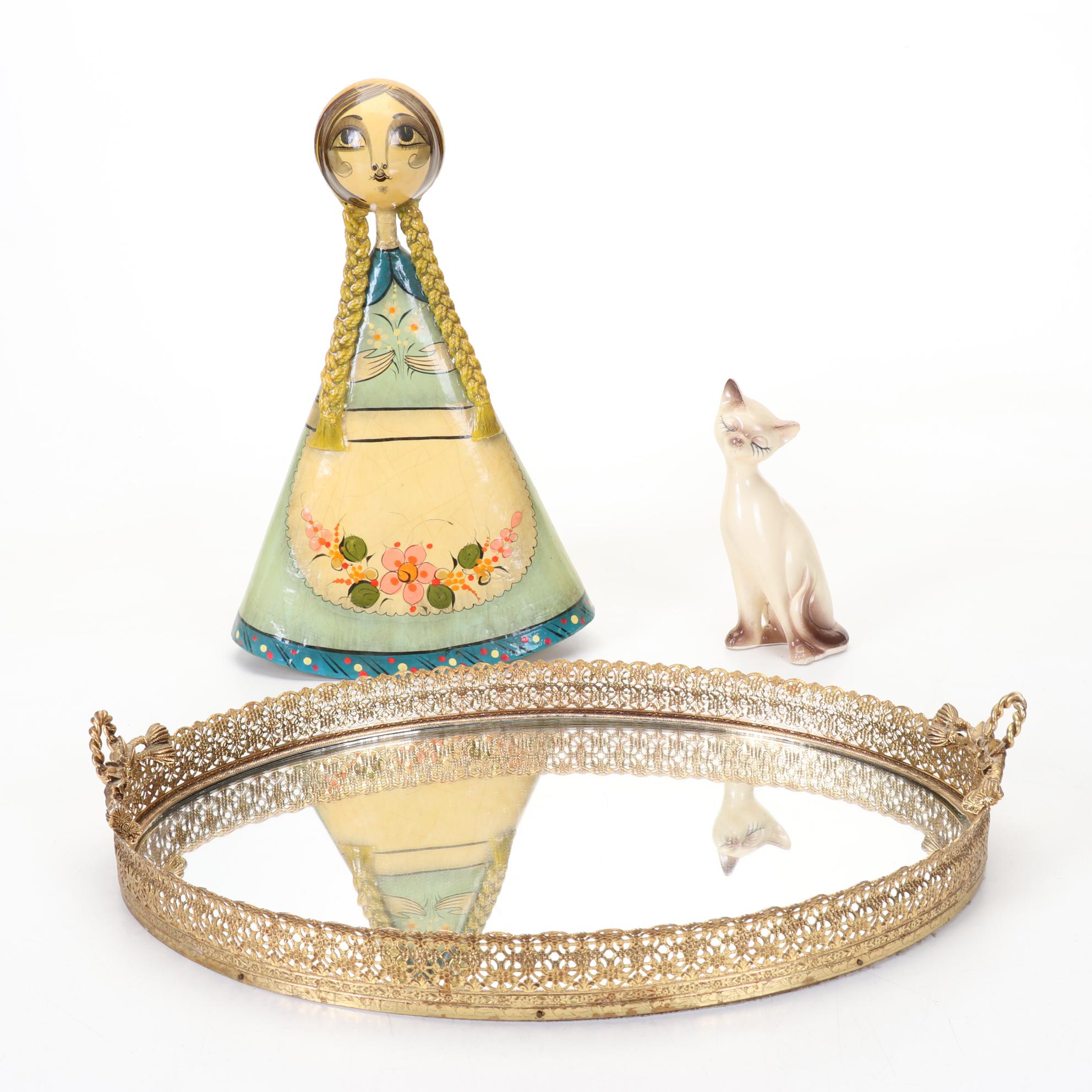 Tonala Jalisco Mexican Paper Mache Woman Figurine and Other Decor