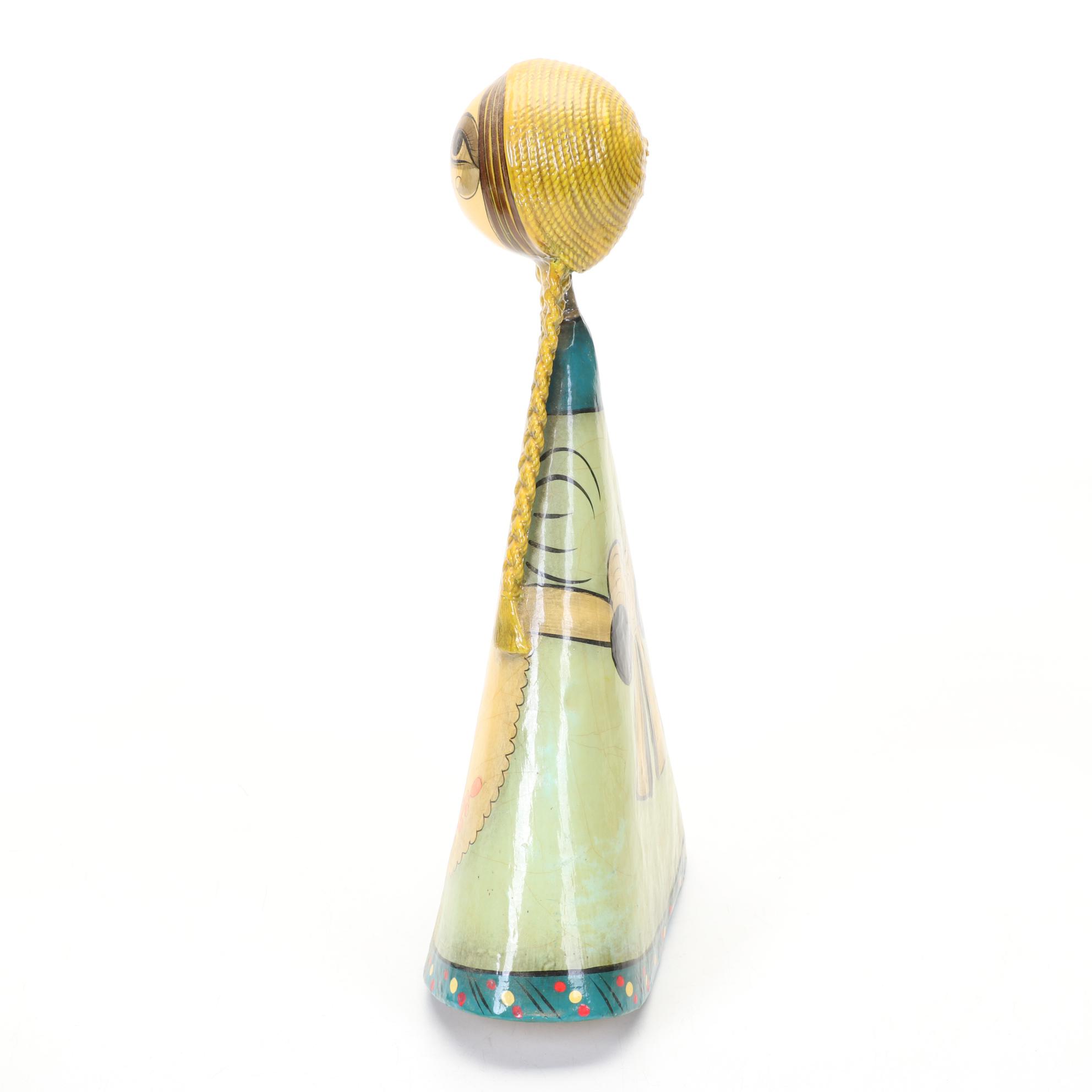 Tonala Jalisco Mexican Paper Mache Woman Figurine and Other Decor