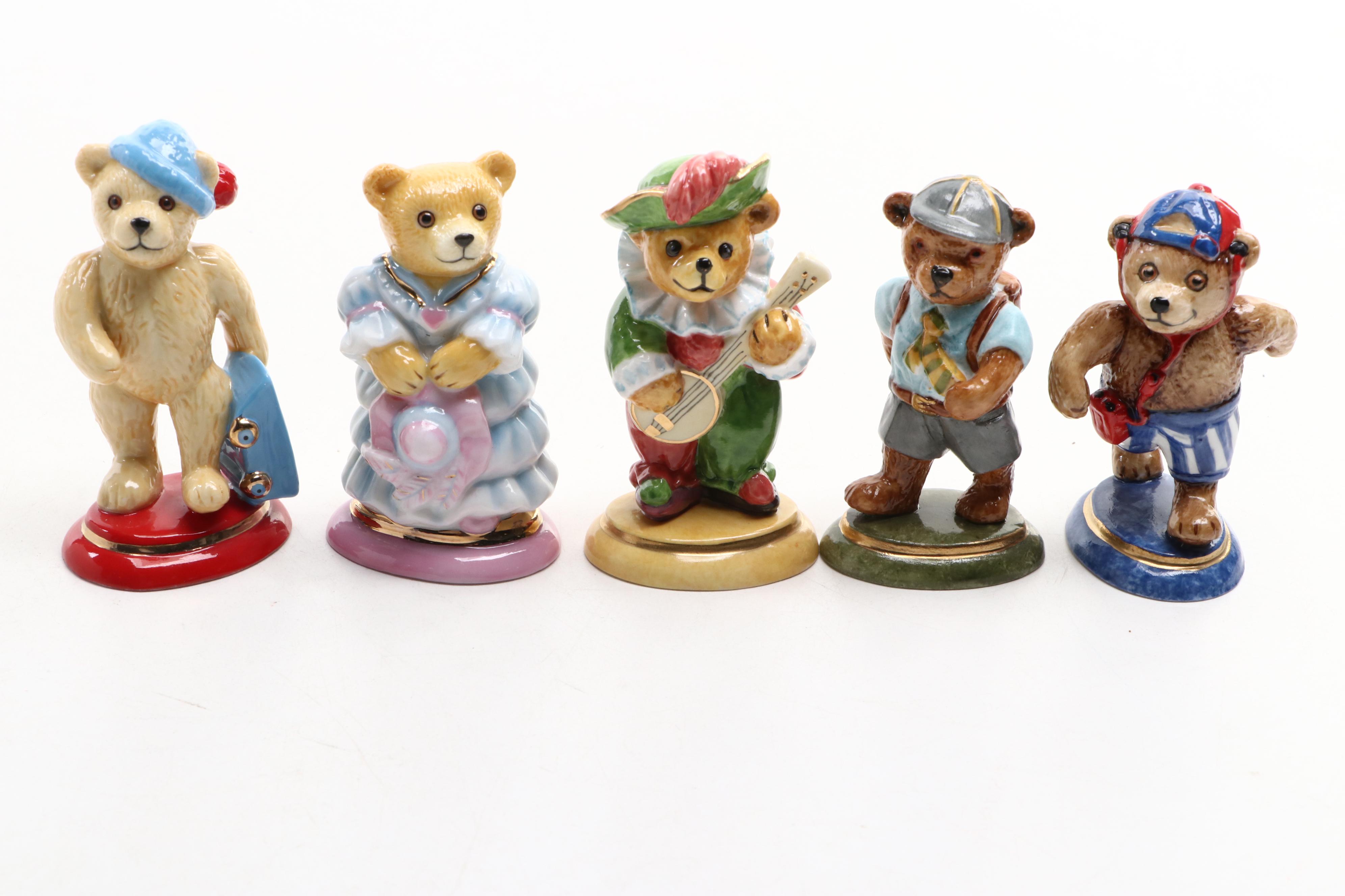 Halcyon Days Teddy Bear Porcelain Figurines