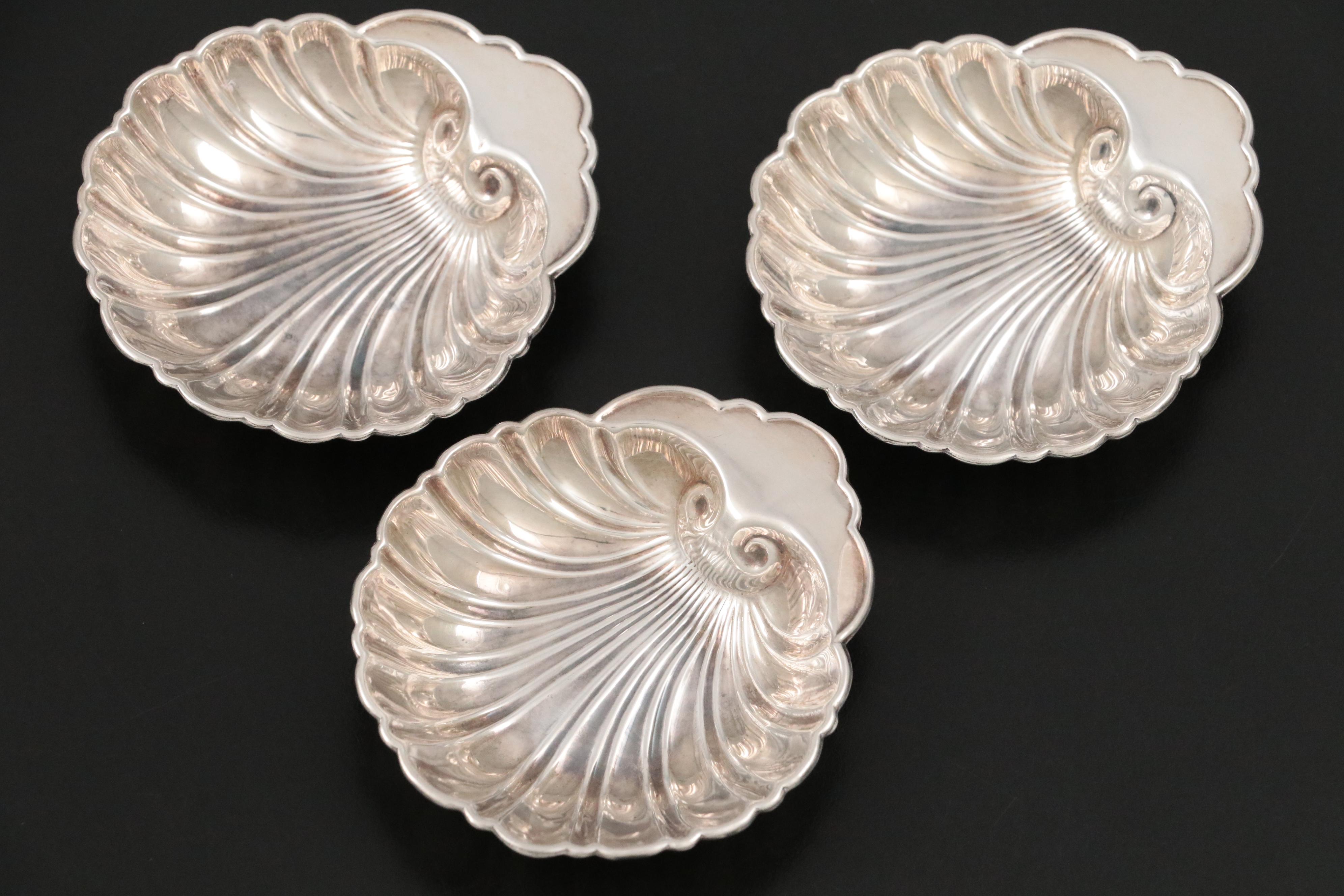 Lenox Silver Inc. Sterling Silver Clover Nut Dishes with Sterling Shell Nut Dish