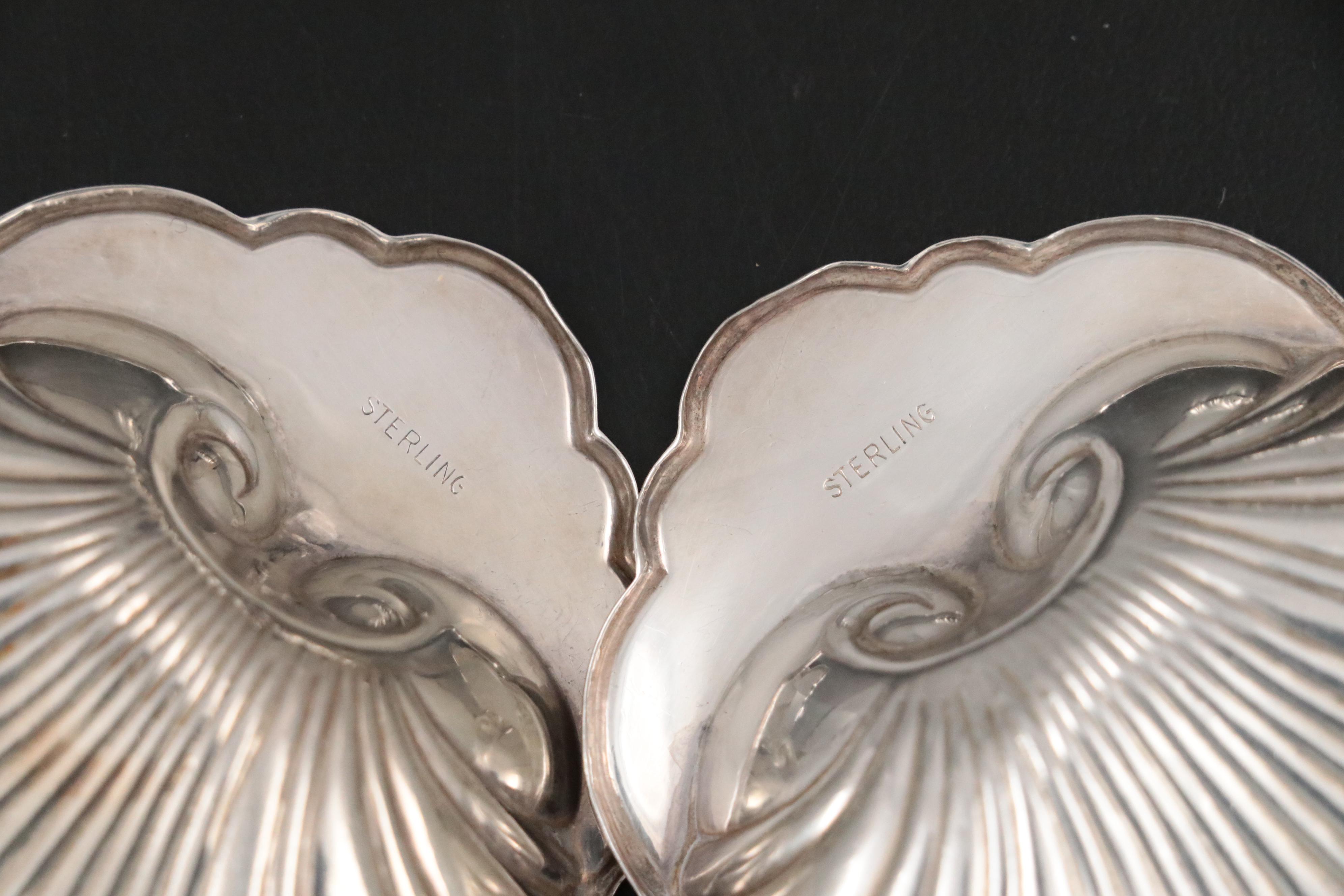 Lenox Silver Inc. Sterling Silver Clover Nut Dishes with Sterling Shell Nut Dish