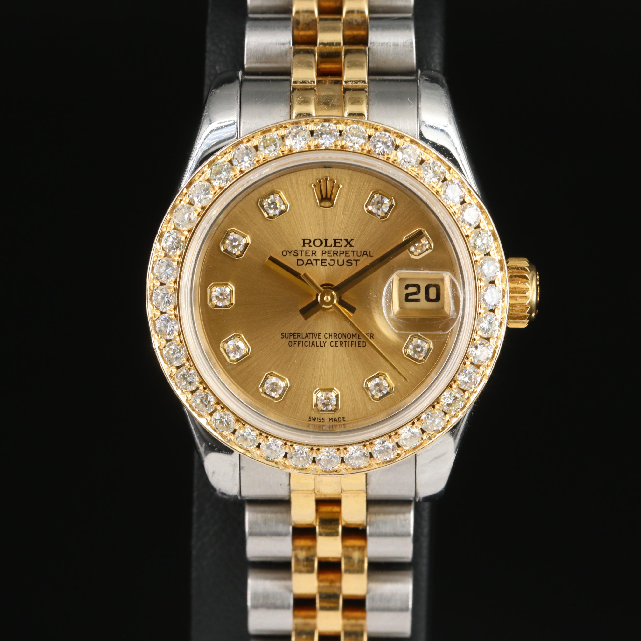 2007 Rolex Factory Diamond Dial, Custom Diamond Bezel Datejust Watch