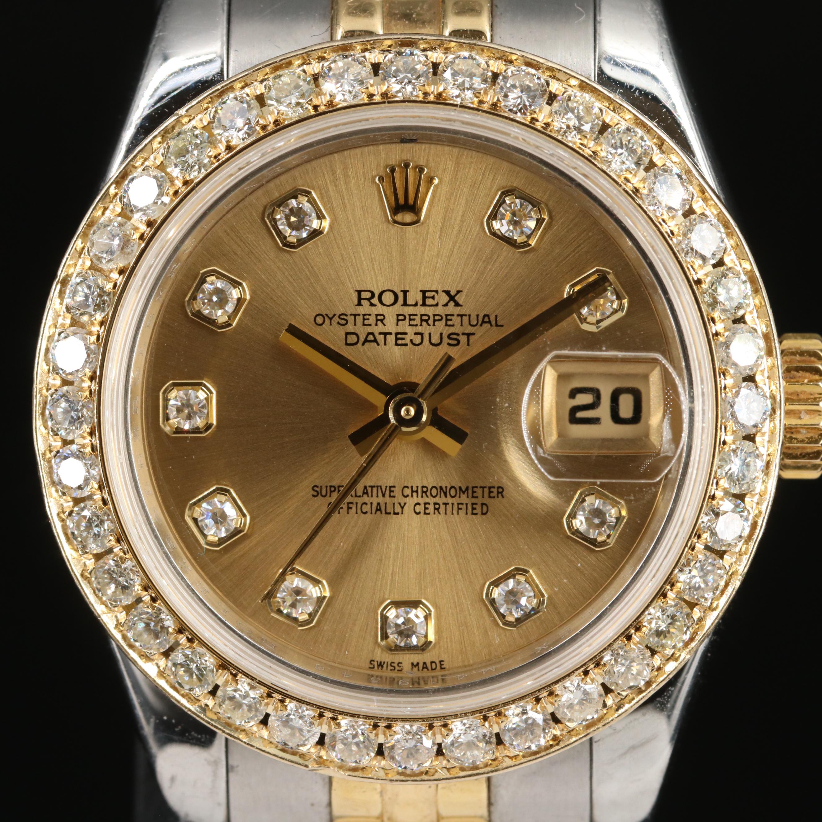 2007 Rolex Factory Diamond Dial, Custom Diamond Bezel Datejust Watch