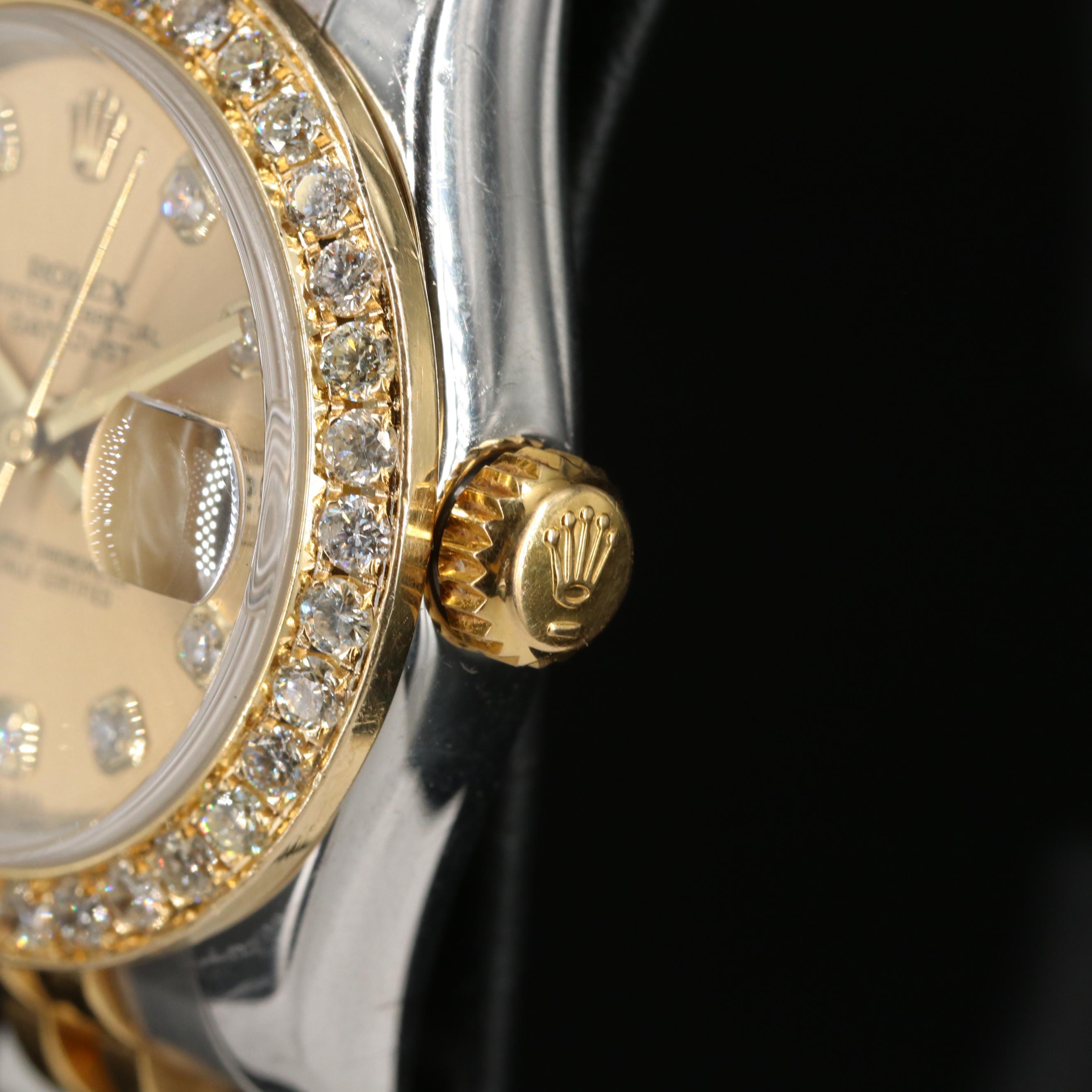 2007 Rolex Factory Diamond Dial, Custom Diamond Bezel Datejust Watch