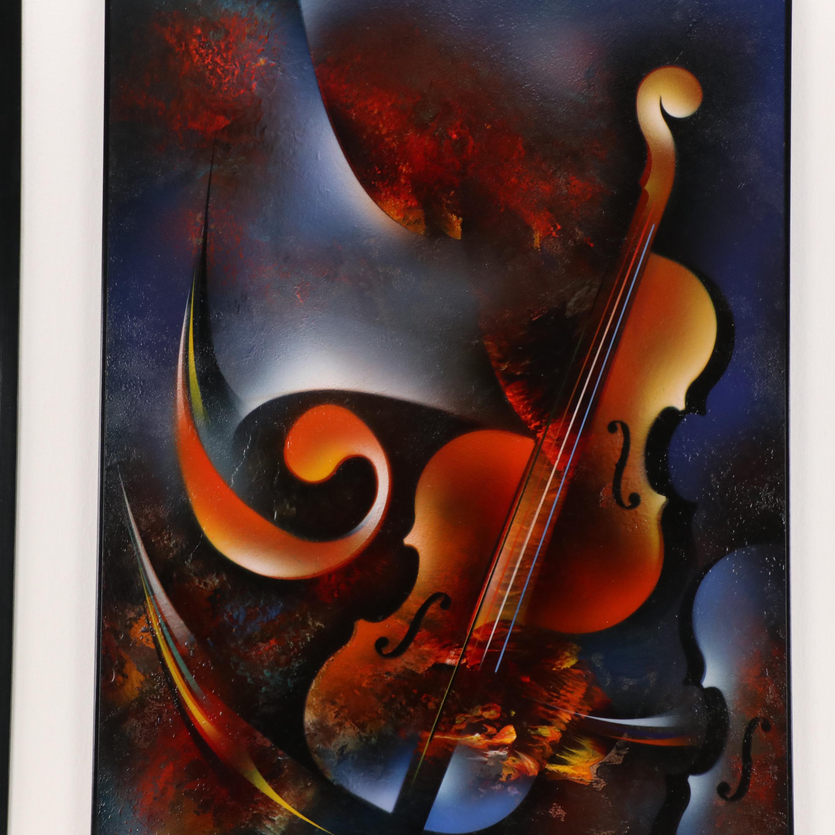 Leonardo Nierman Fantastical Abstract Oil Painting "Celebration"