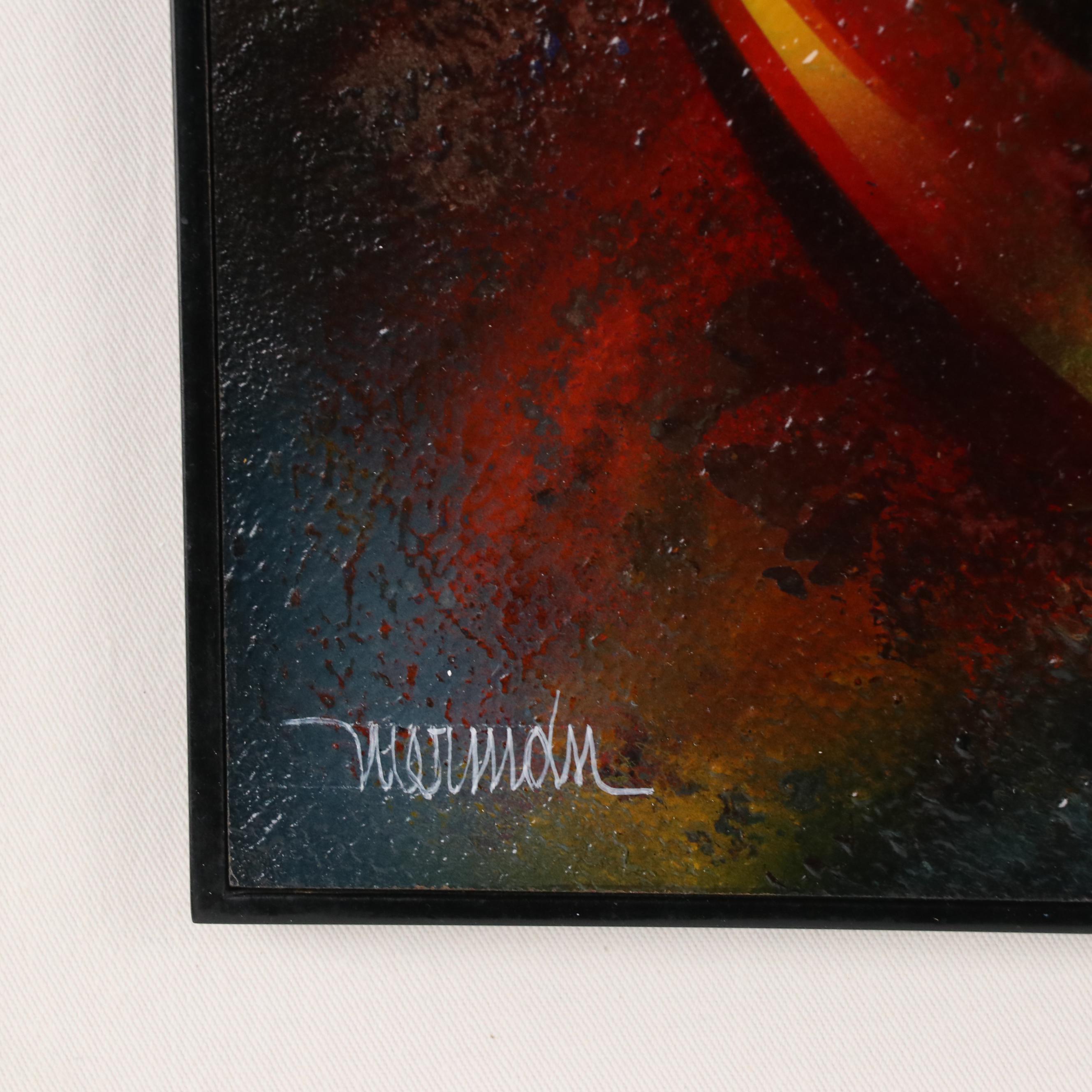 Leonardo Nierman Fantastical Abstract Oil Painting "Celebration"