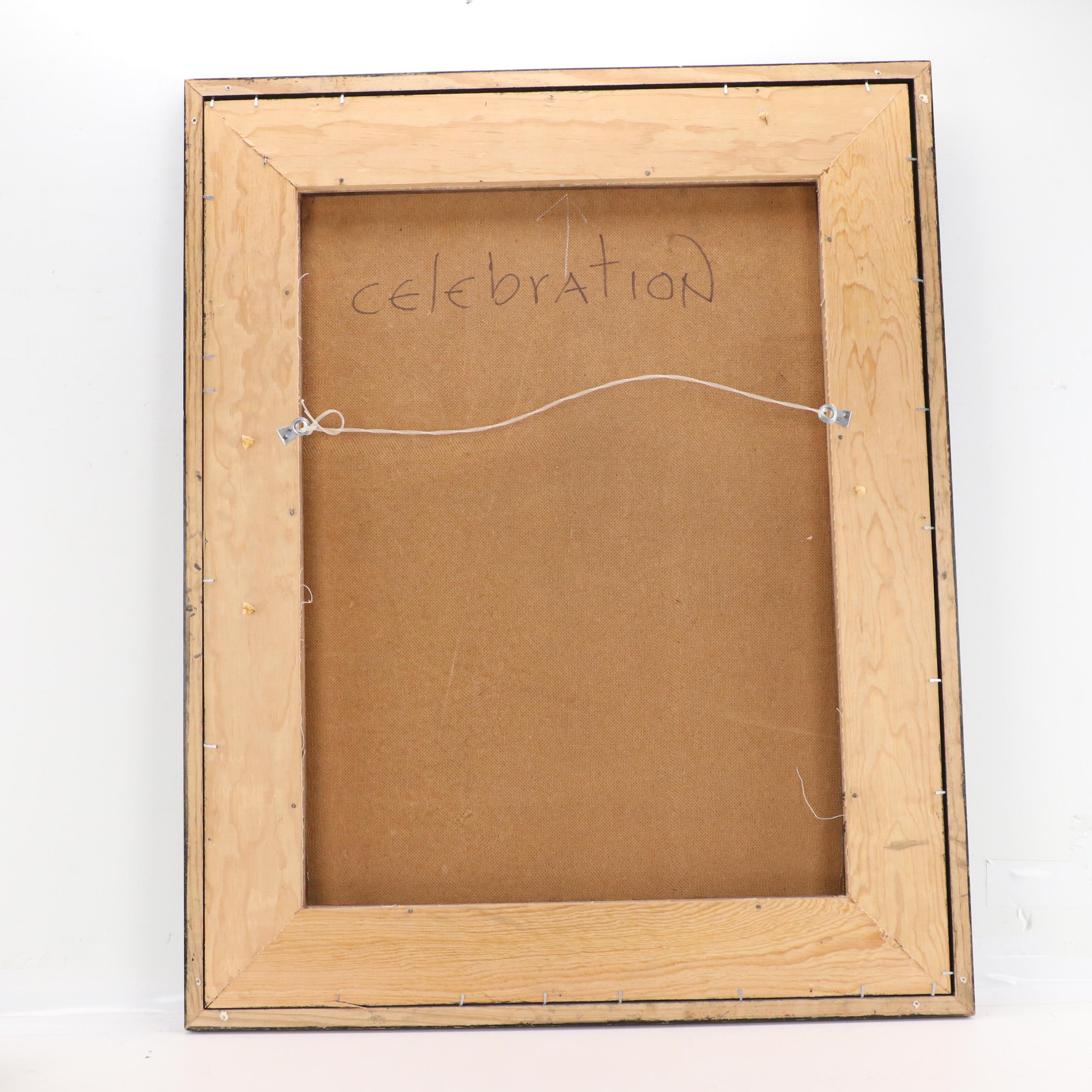 Leonardo Nierman Fantastical Abstract Oil Painting "Celebration"