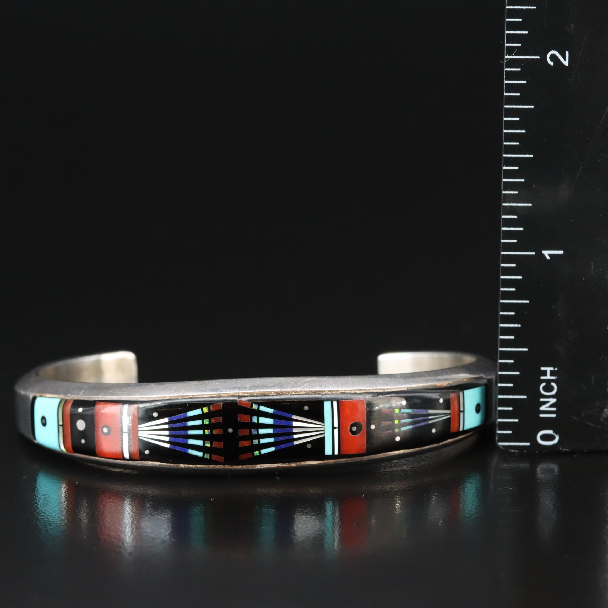 Ernest Tsosie, Navajo Diné Sterling Mother of Pearl, Coral and Lapis Lazuli Cuff