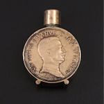 Italian Gilt 800 Silver Perfume Bottle with Victor Emmanuel III Coins