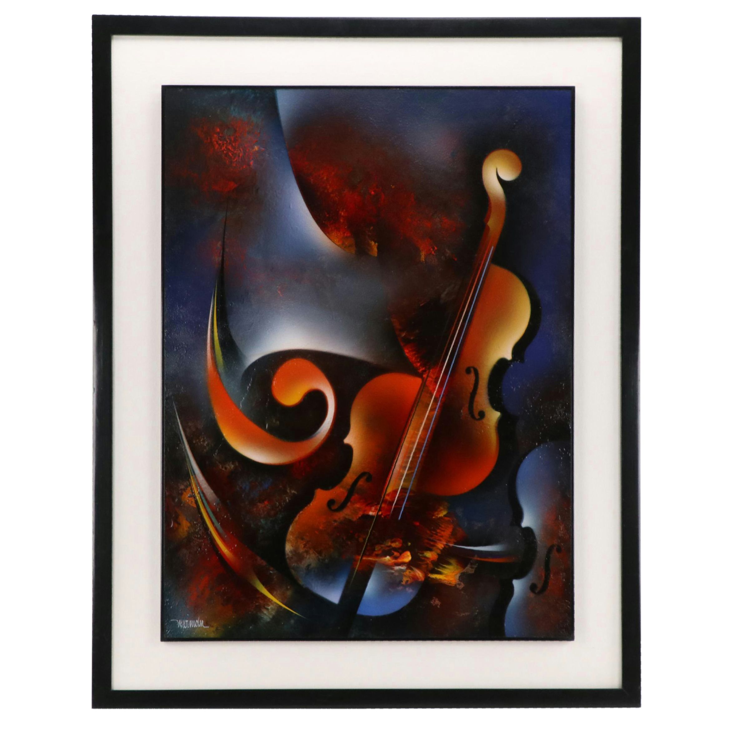 Leonardo Nierman Fantastical Abstract Oil Painting "Celebration"