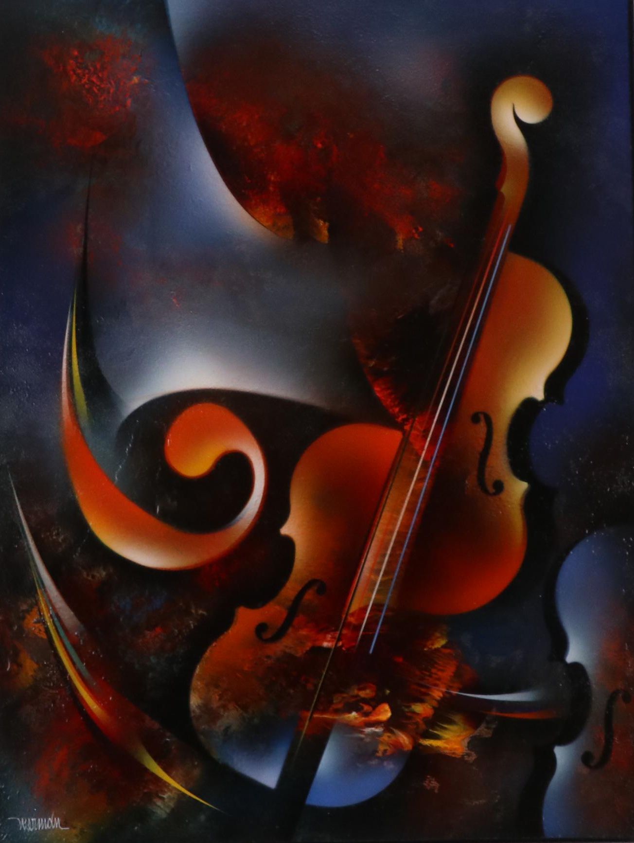 Leonardo Nierman Fantastical Abstract Oil Painting "Celebration"