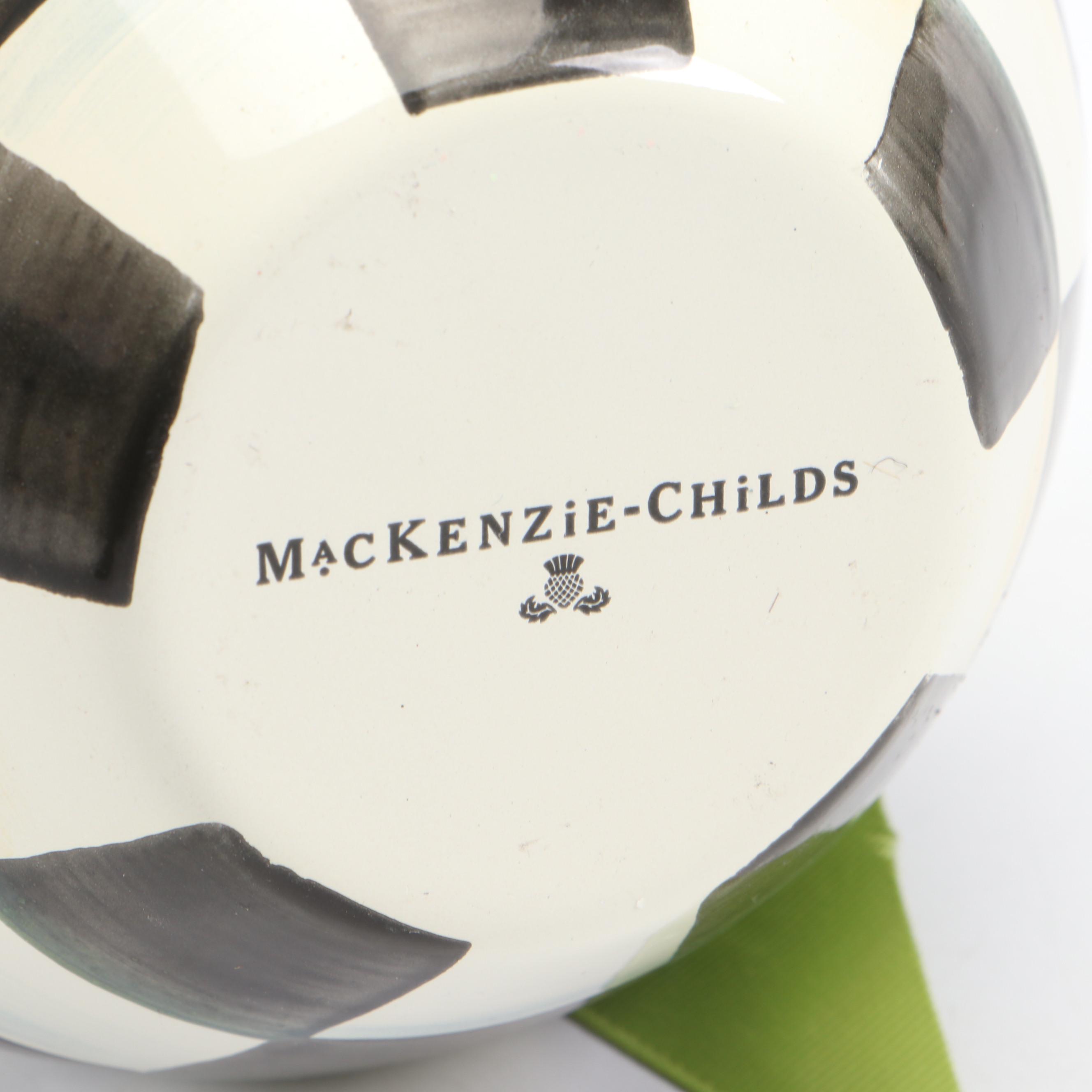 MacKenzie-Childs "Courtly Check" Ceramic and Enameled Metal Vases