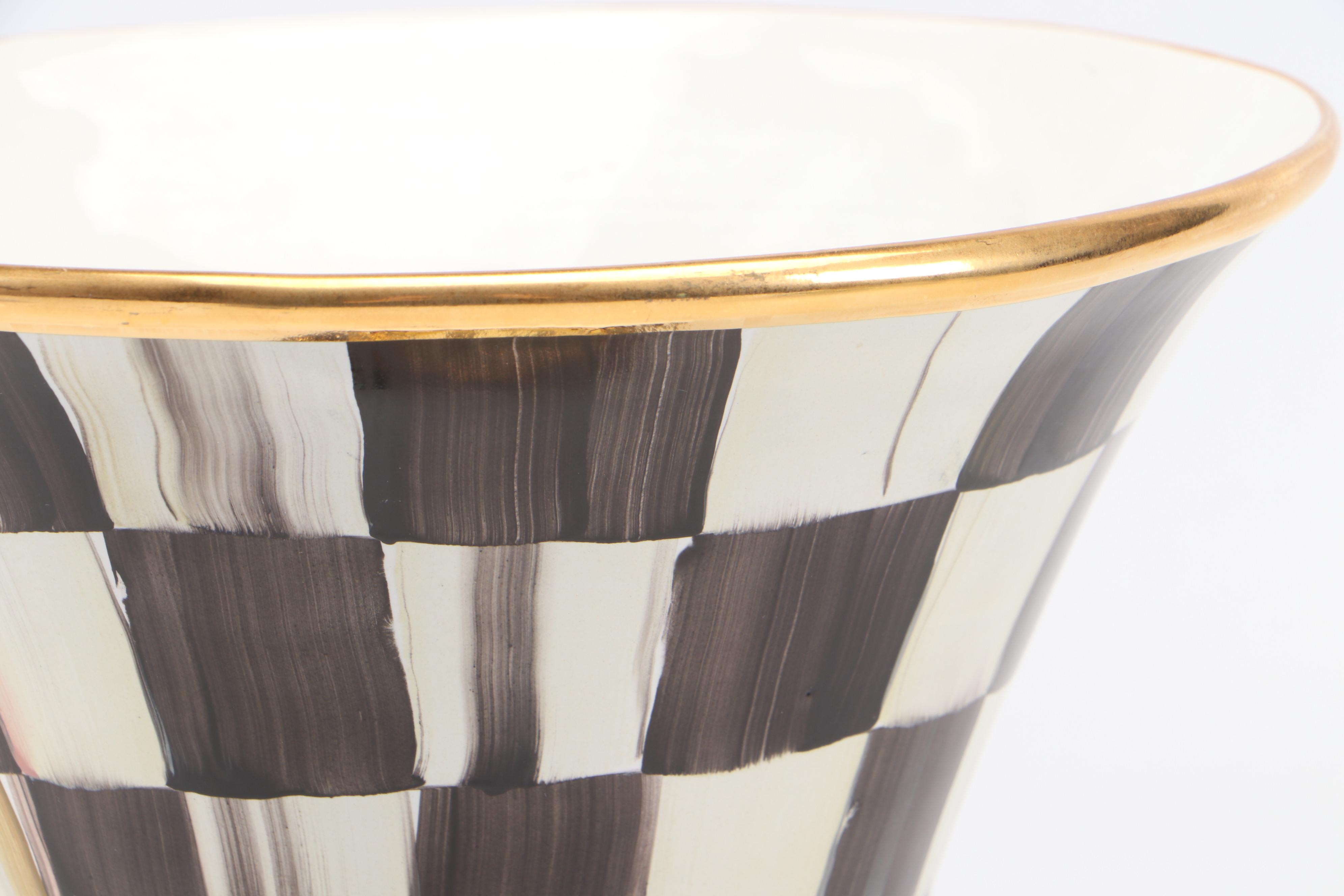 MacKenzie-Childs "Courtly Check" Ceramic and Enameled Metal Vases