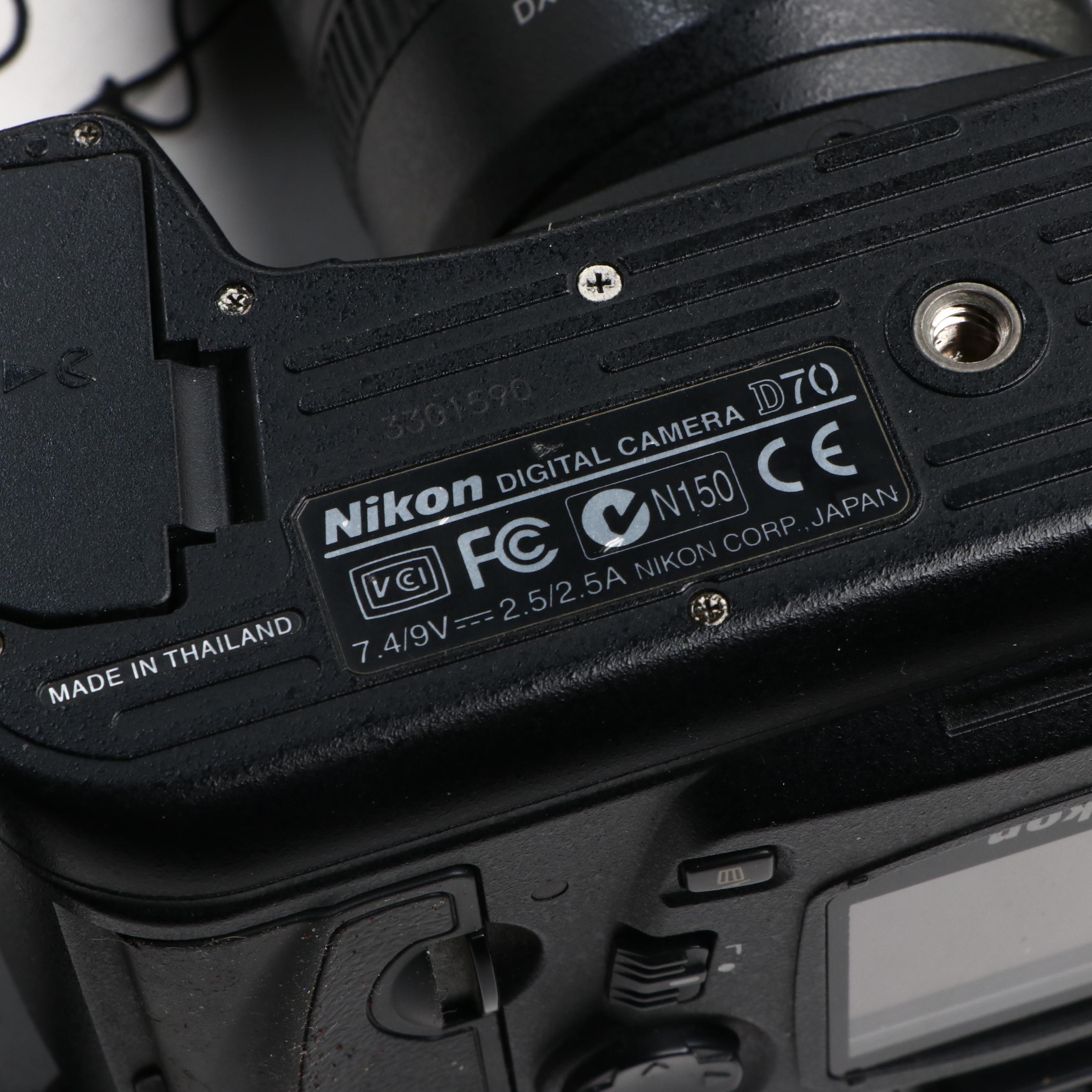 Nikon D70 Digital Camera with Flash, Lens, Bag and More