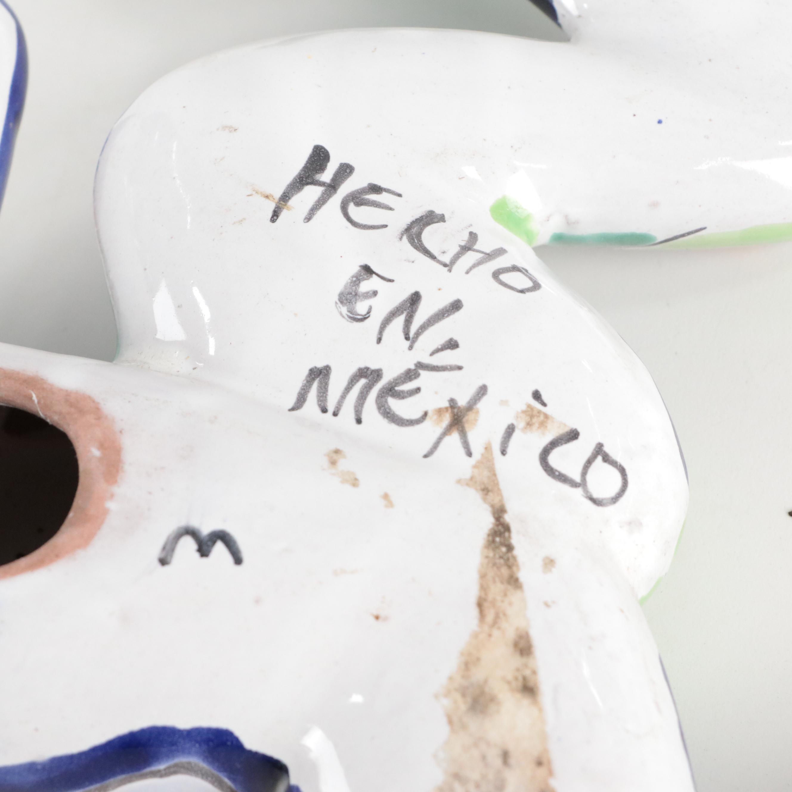 Talavera Mexican Ceramic Frog With Grace Note Metal Wind Chimes