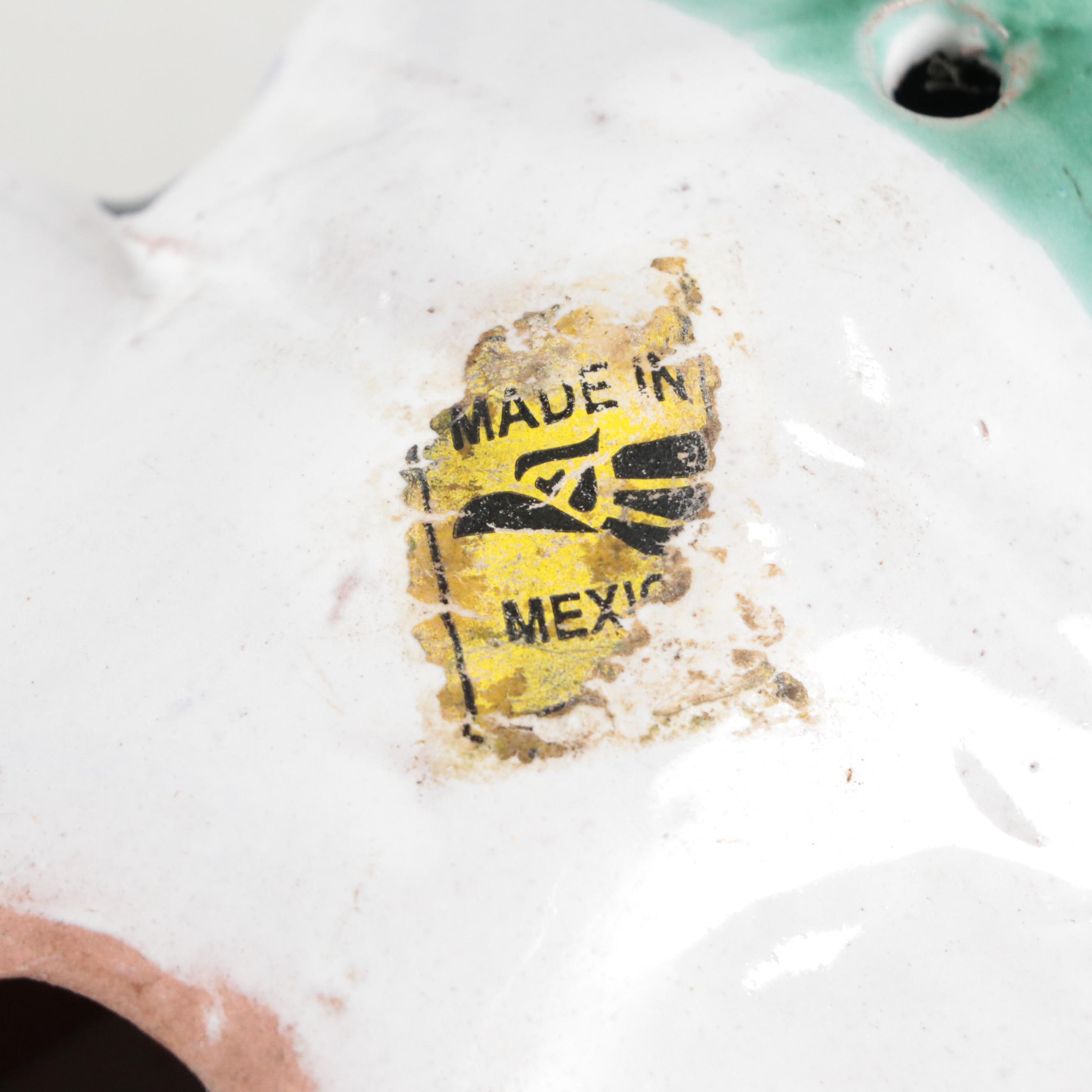 Talavera Mexican Ceramic Frog With Grace Note Metal Wind Chimes