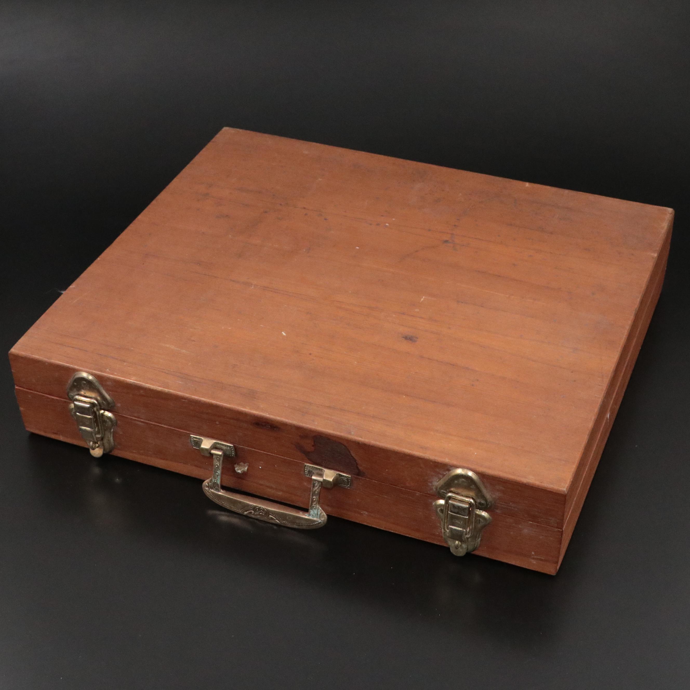 Brass and Gilt Stainless Steel Flatware with Bamboo Textured Handles