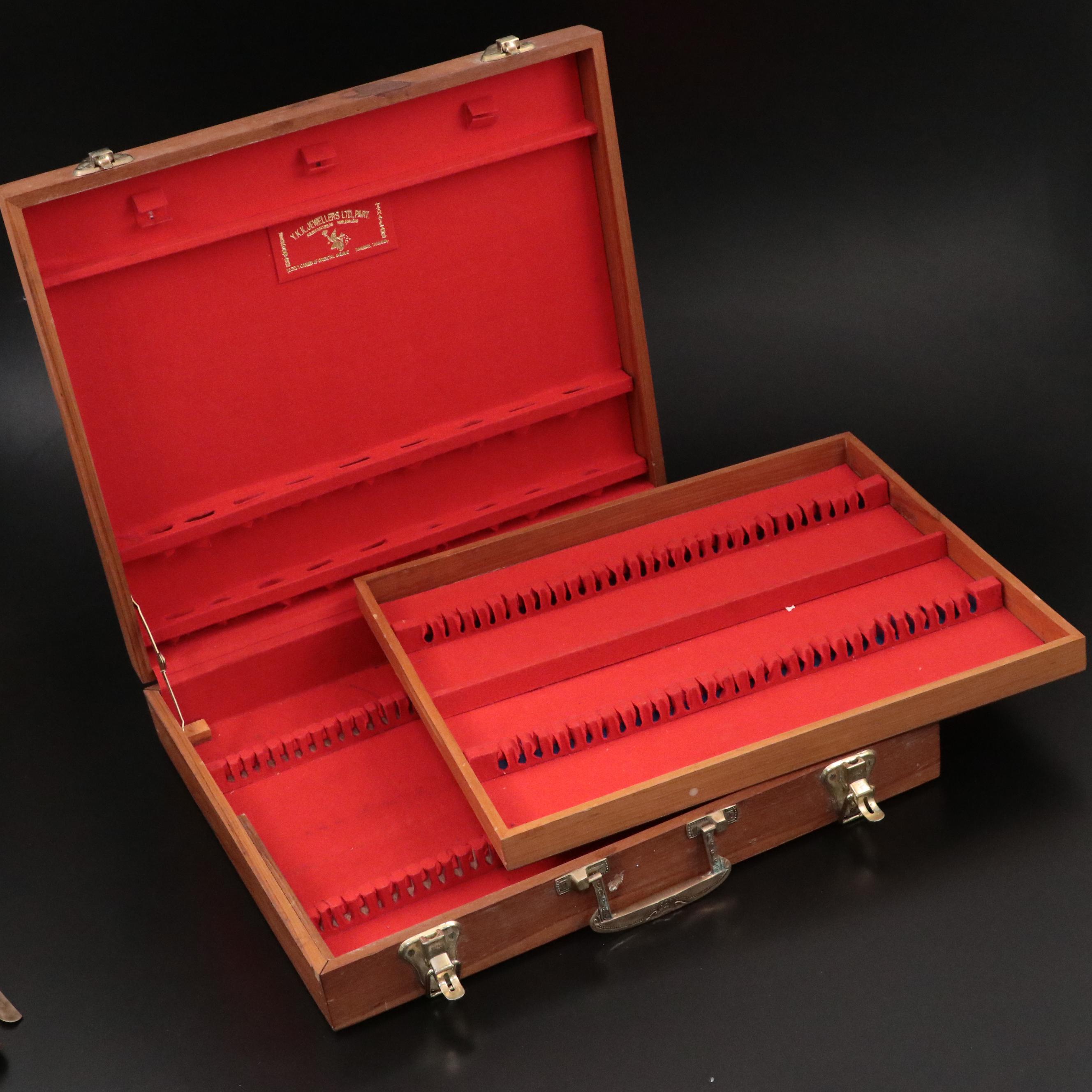 Brass and Gilt Stainless Steel Flatware with Bamboo Textured Handles