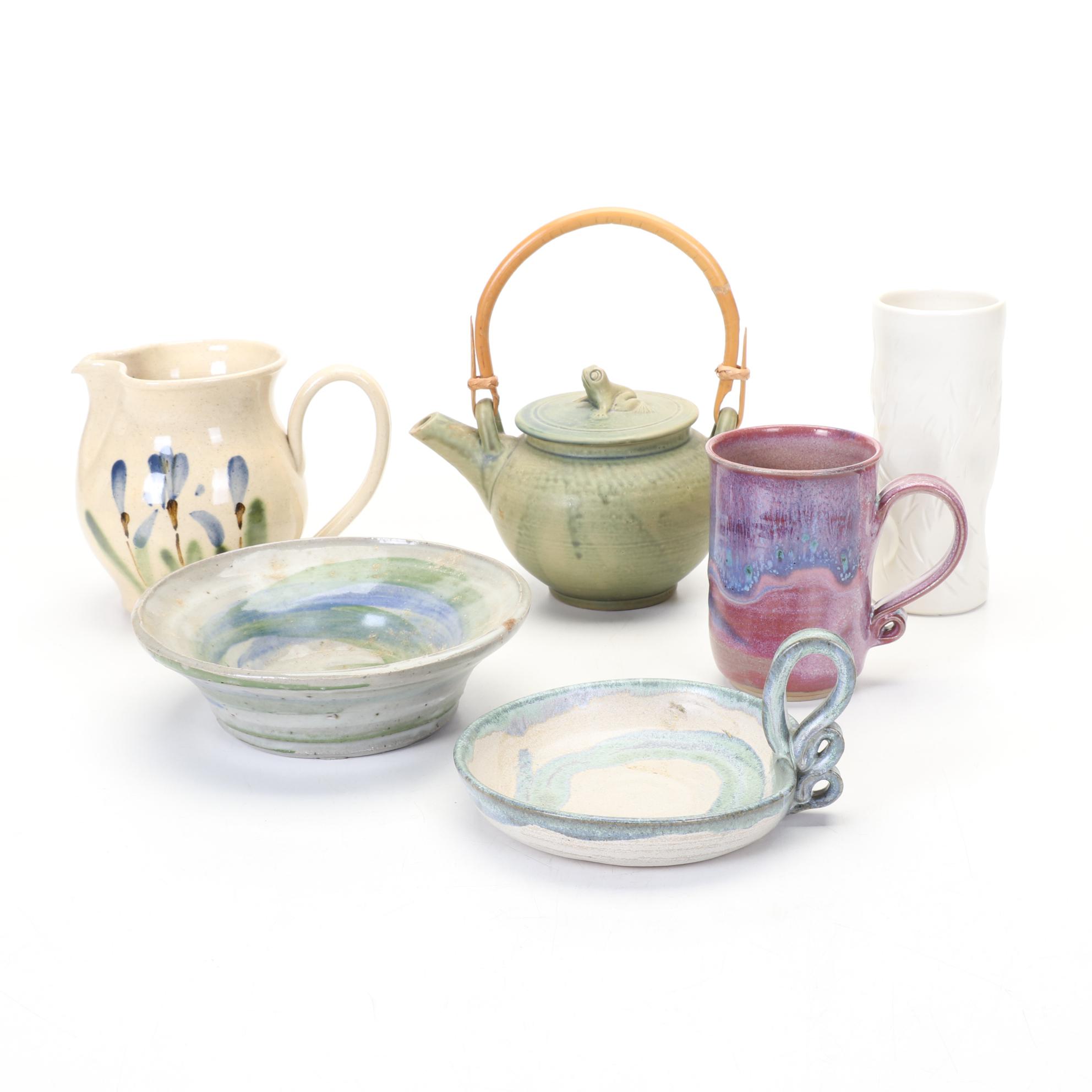 Frog Finial Teapot with Hand Thrown Pottery