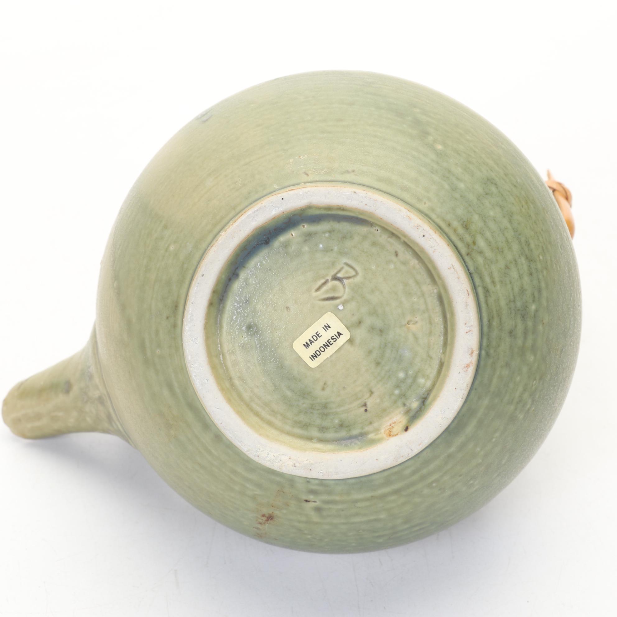 Frog Finial Teapot with Hand Thrown Pottery