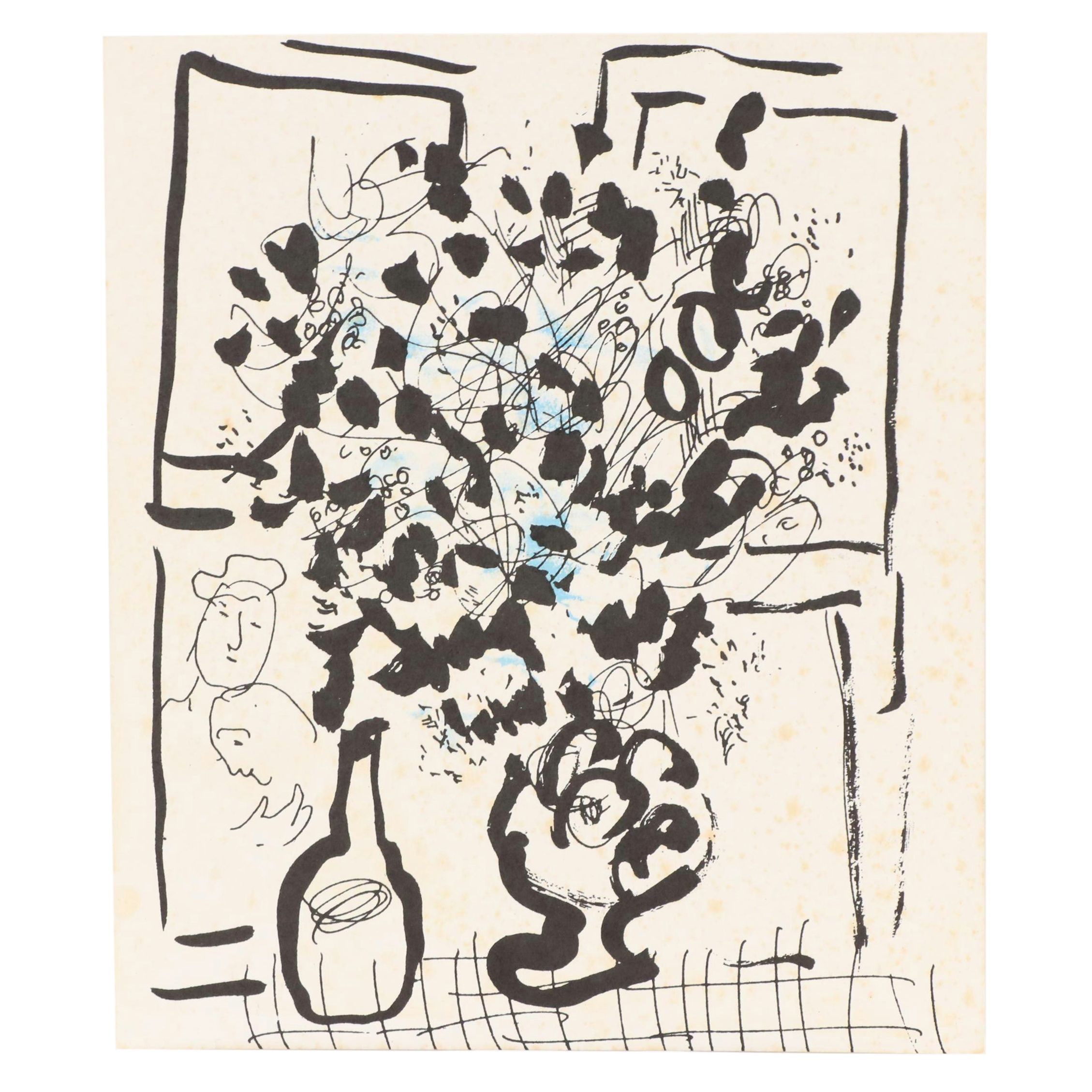 Marc Chagall Lithograph "Le Bouquet Noir et Bleu"