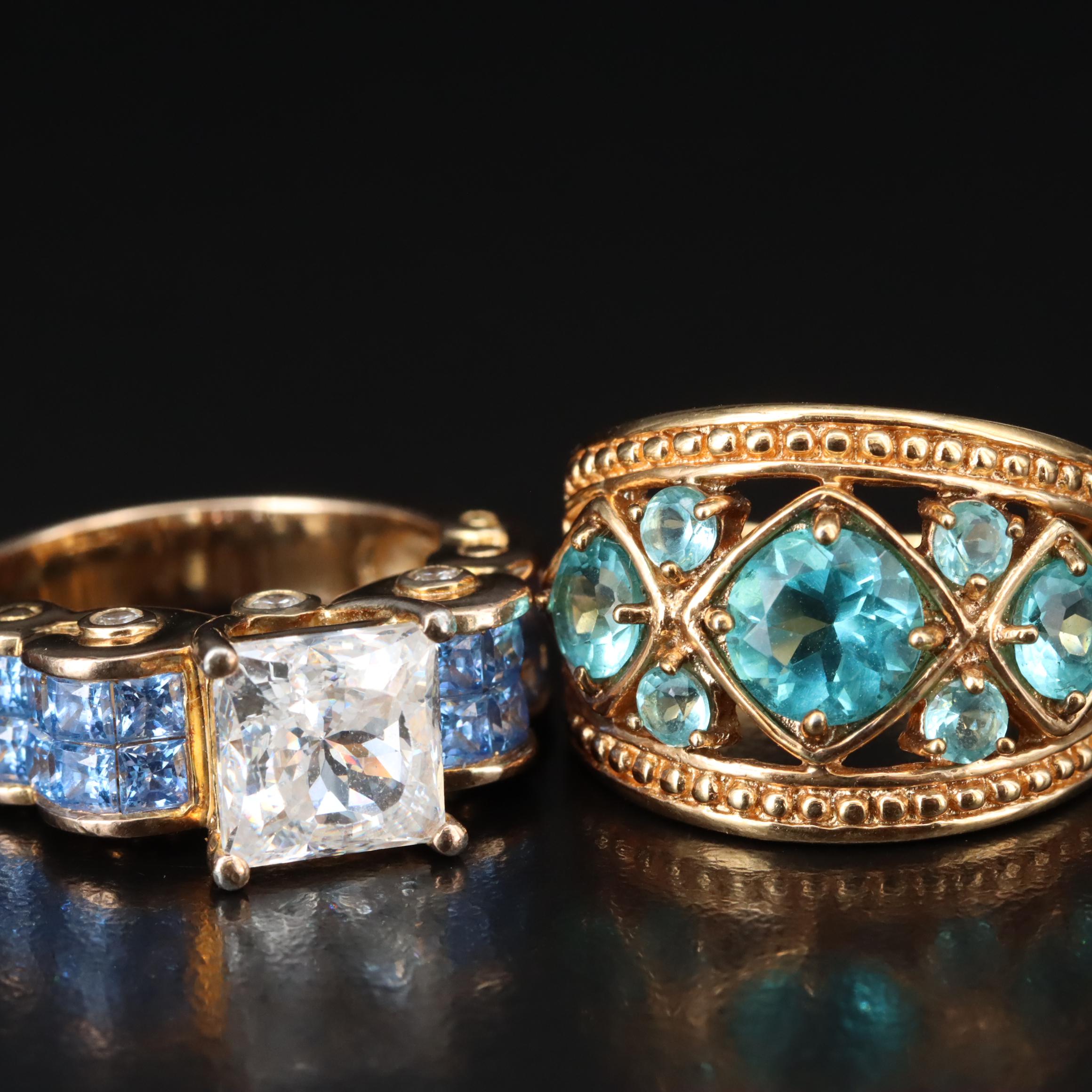 Sterling Rings Including Faux Pearl, CZ and Glass