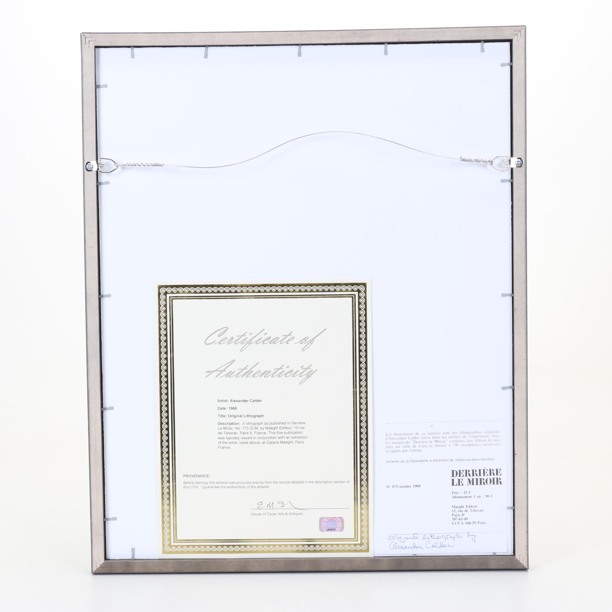 Alexander Calder Color Lithograph for "Derrière le Miroir," 1968