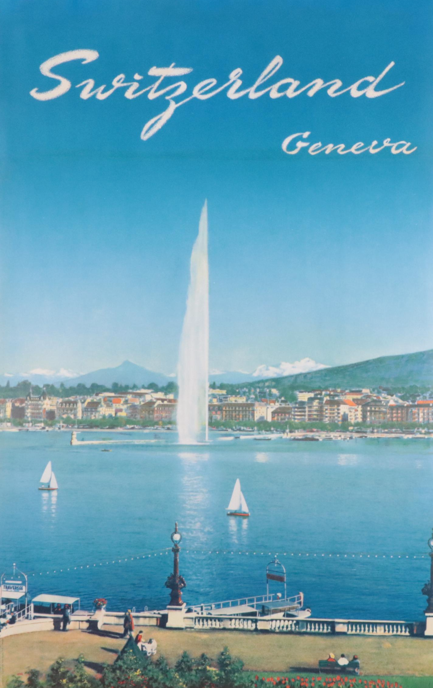 Swiss Tourism Offset Lithograph Poster "Geneva"