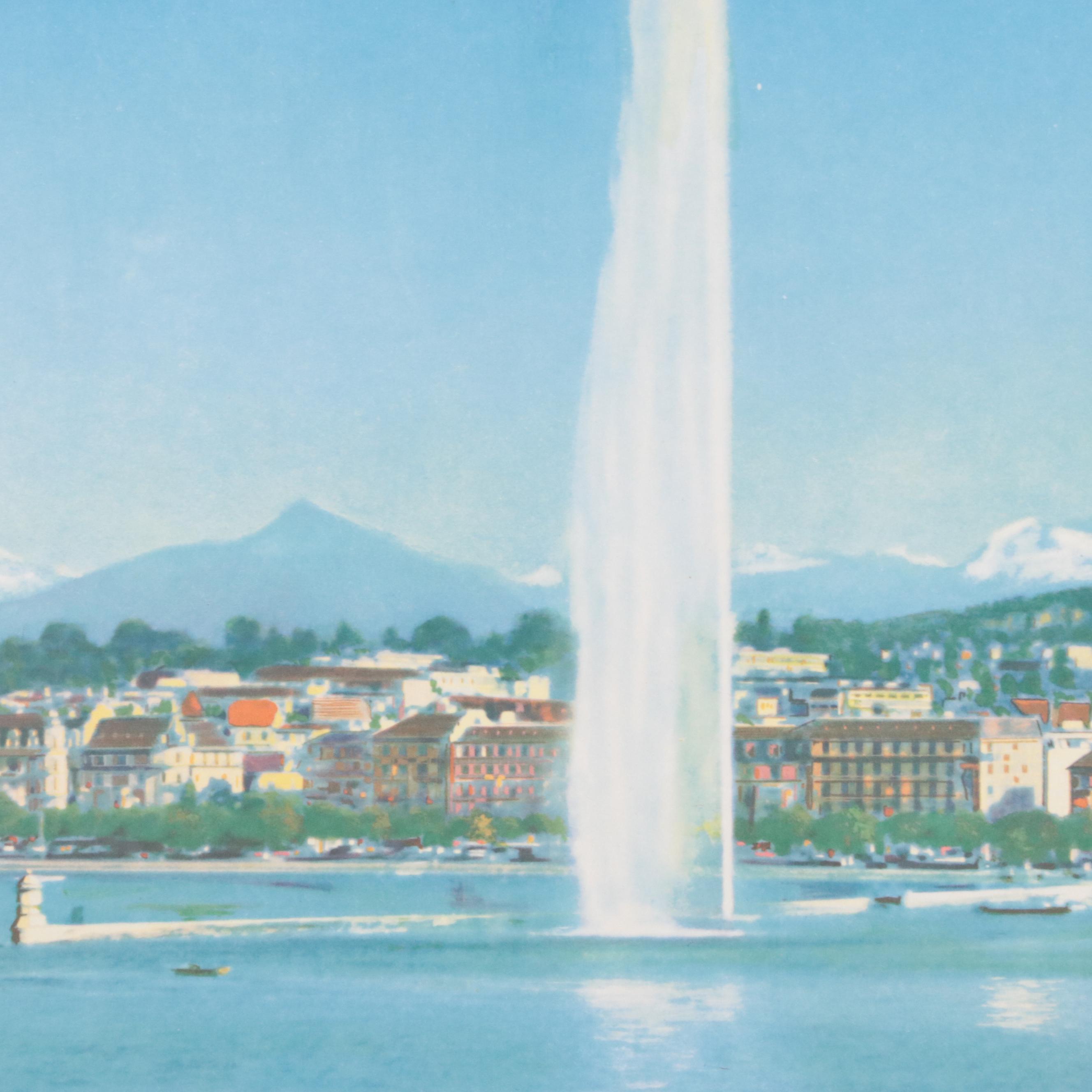 Swiss Tourism Offset Lithograph Poster "Geneva"